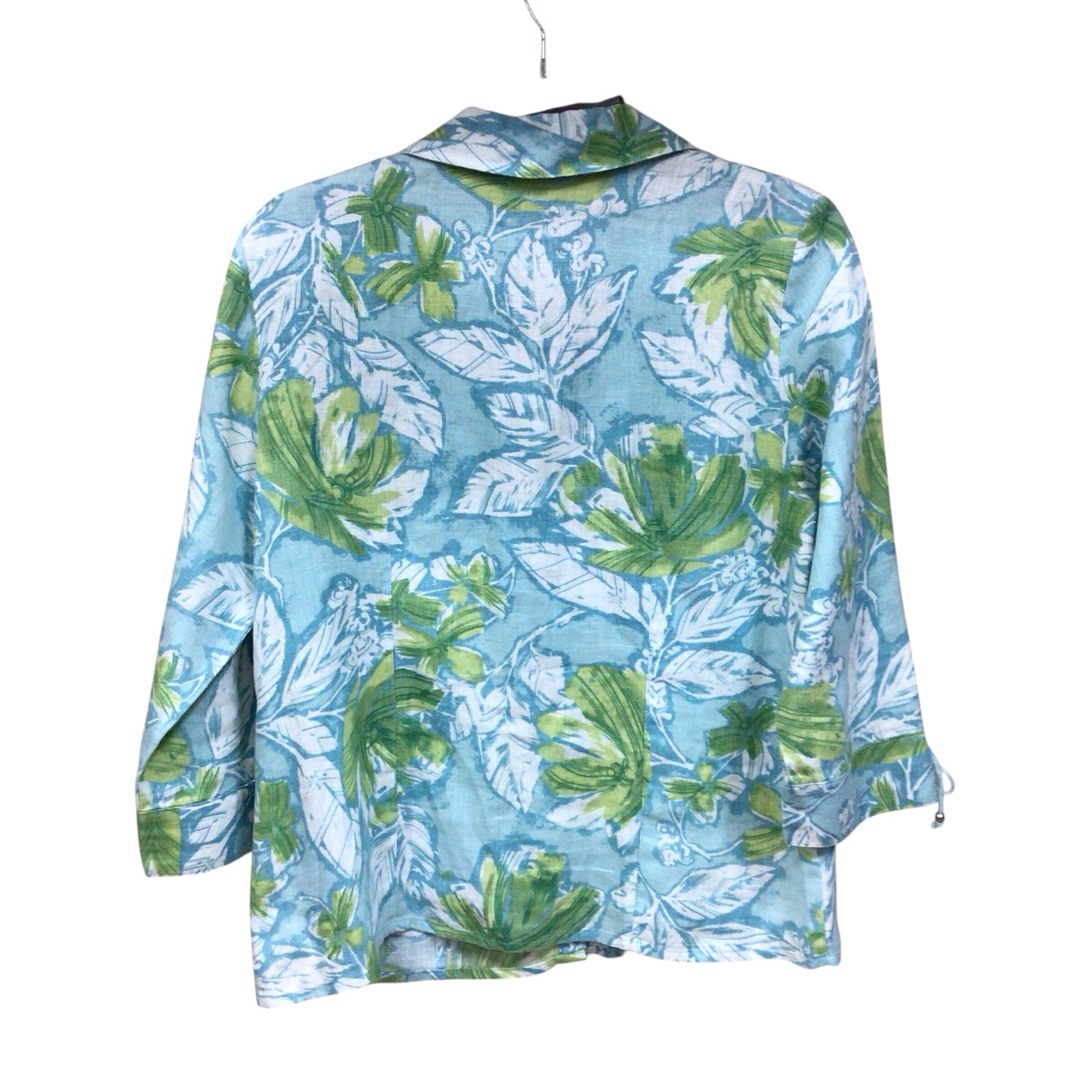 JM Collection Blue & Green Button Up Top Size 6P