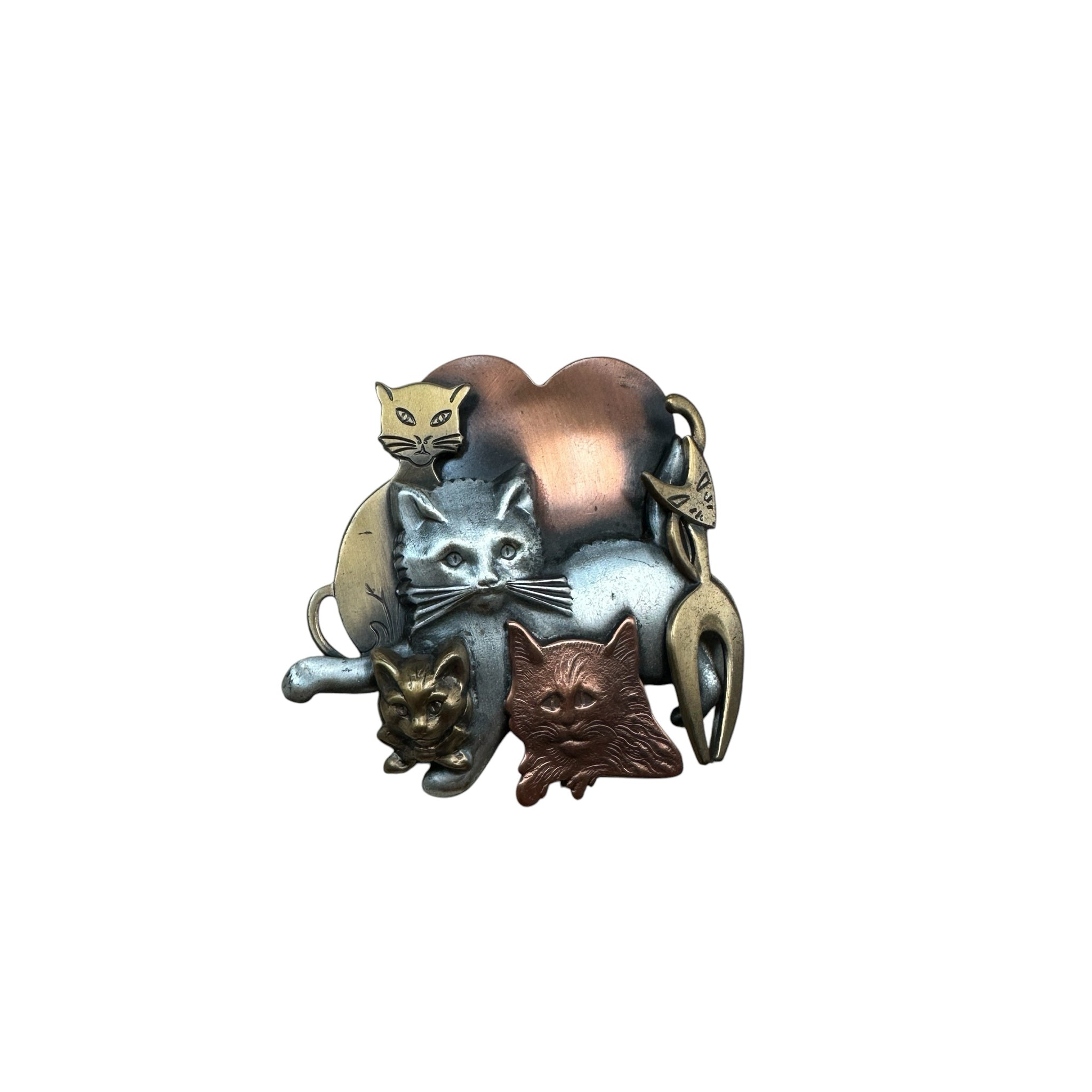 K&T Rose Gold, Gold & Silver Cat Pin