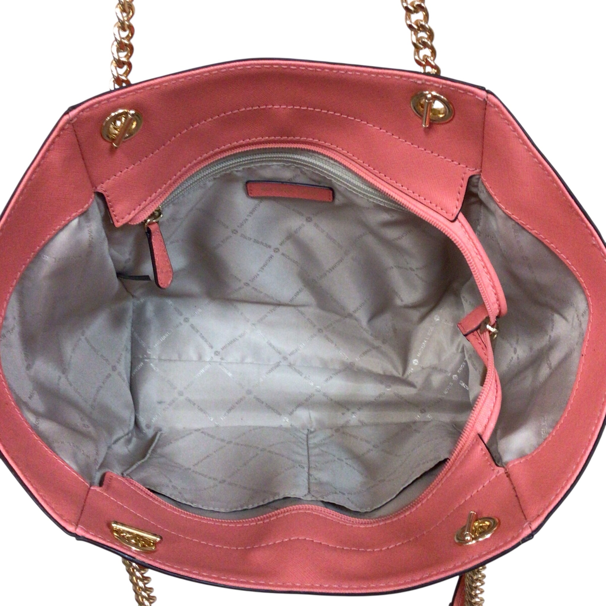 Michael Kors Jet Set Large Coral Saffiano Leather Shoulder Bag Tote