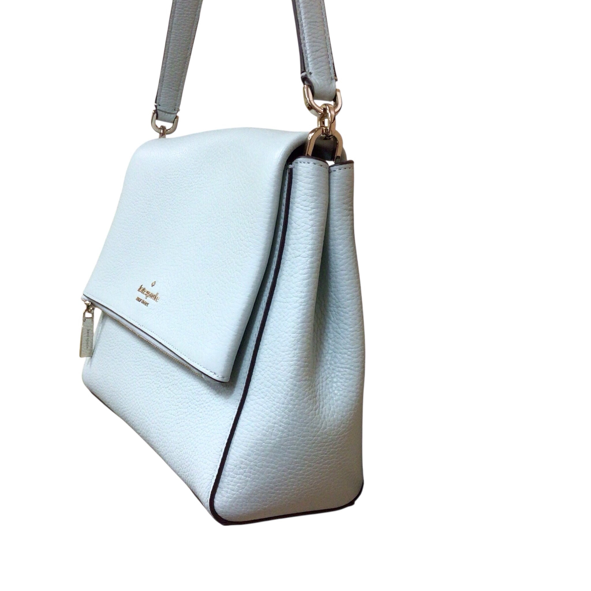 Kate Spade "Leila" Light Blue Leather Crossbody Satchel Bag