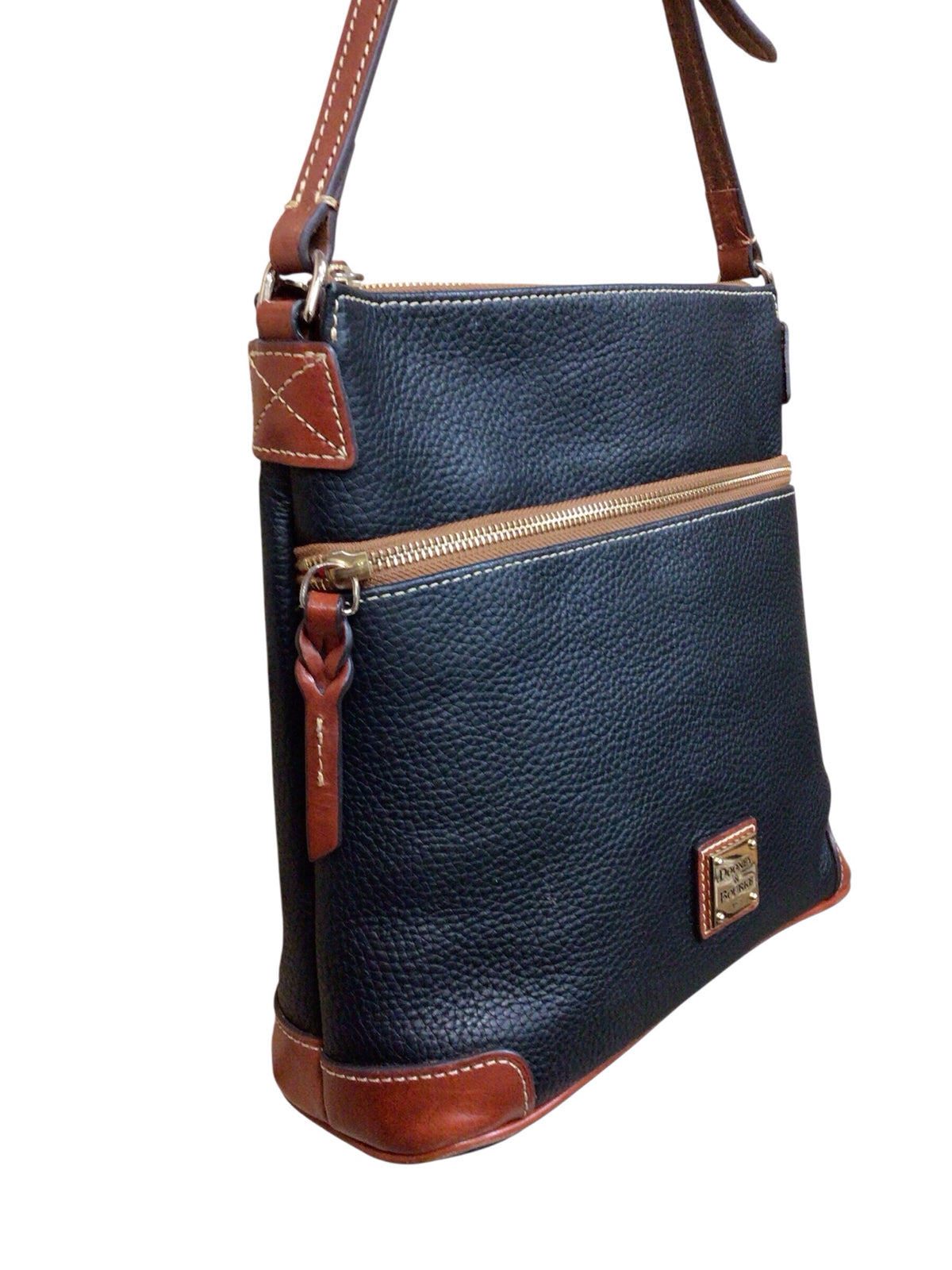 Dooney & Bourke Black & Brown Pebbled Leather Shoulder Bag
