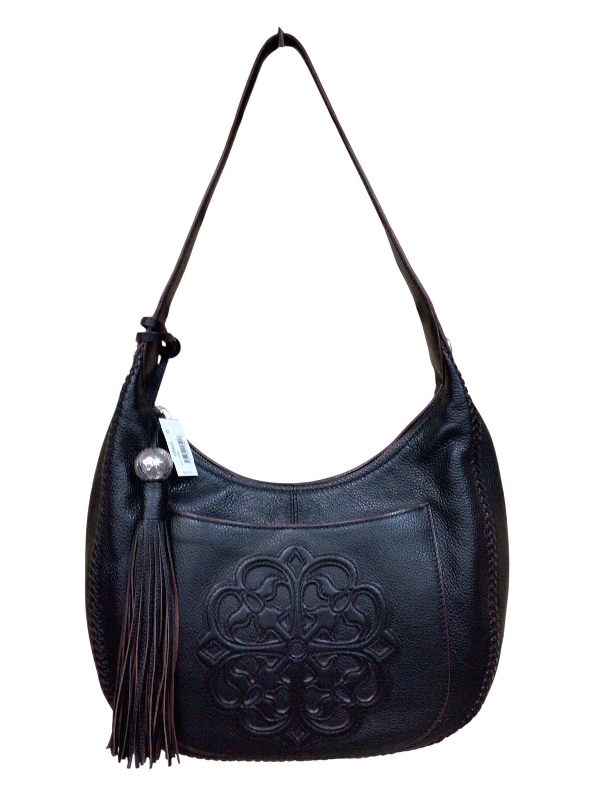 Brighton "Silvana" Black Pebbled Leather Shoulder Bag