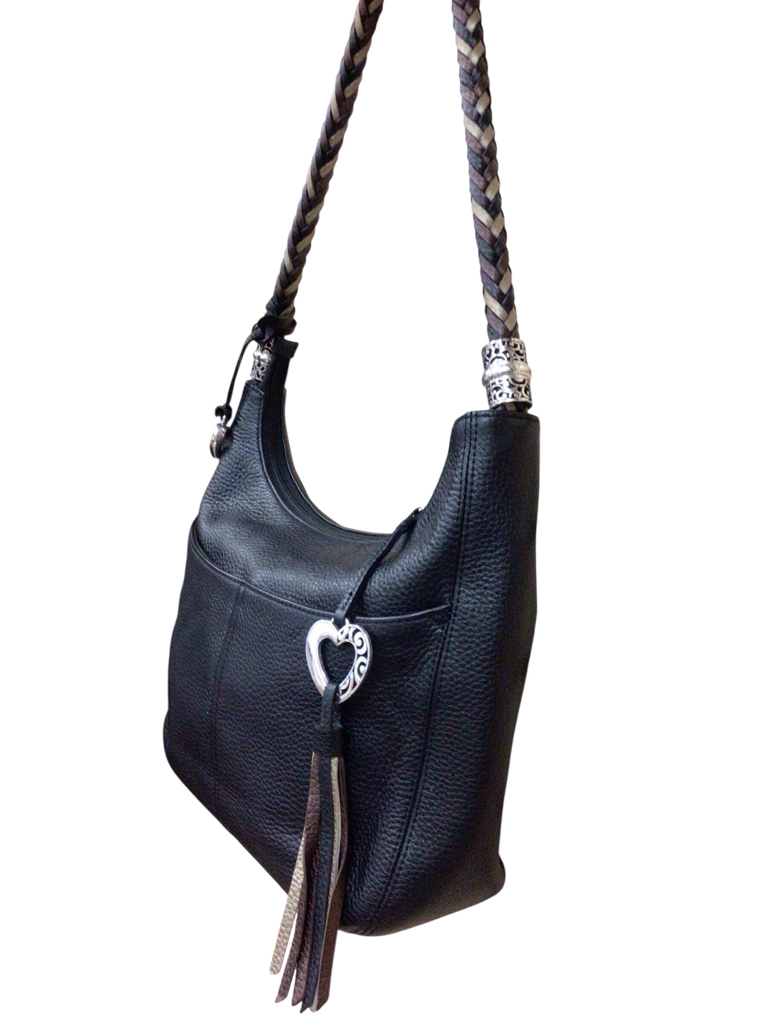 Brighton "Barbados" Black Leather Shoulder Bag