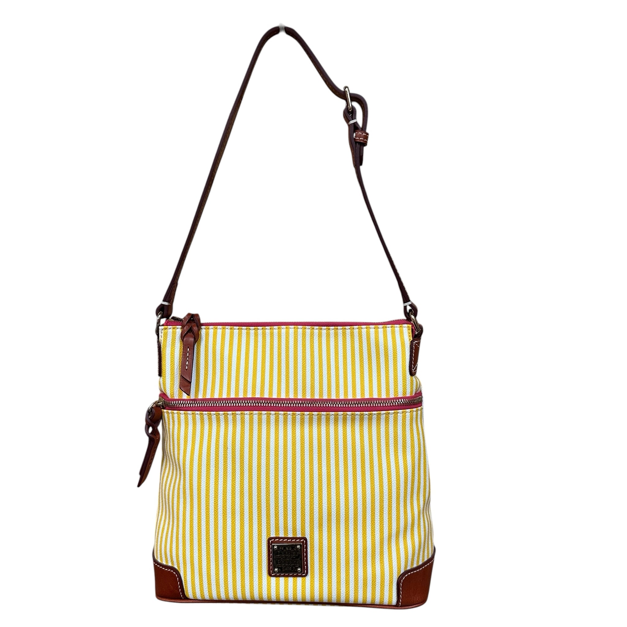 Dooney & Bourke Yellow & White Striped Shoulder Crossbody Bag