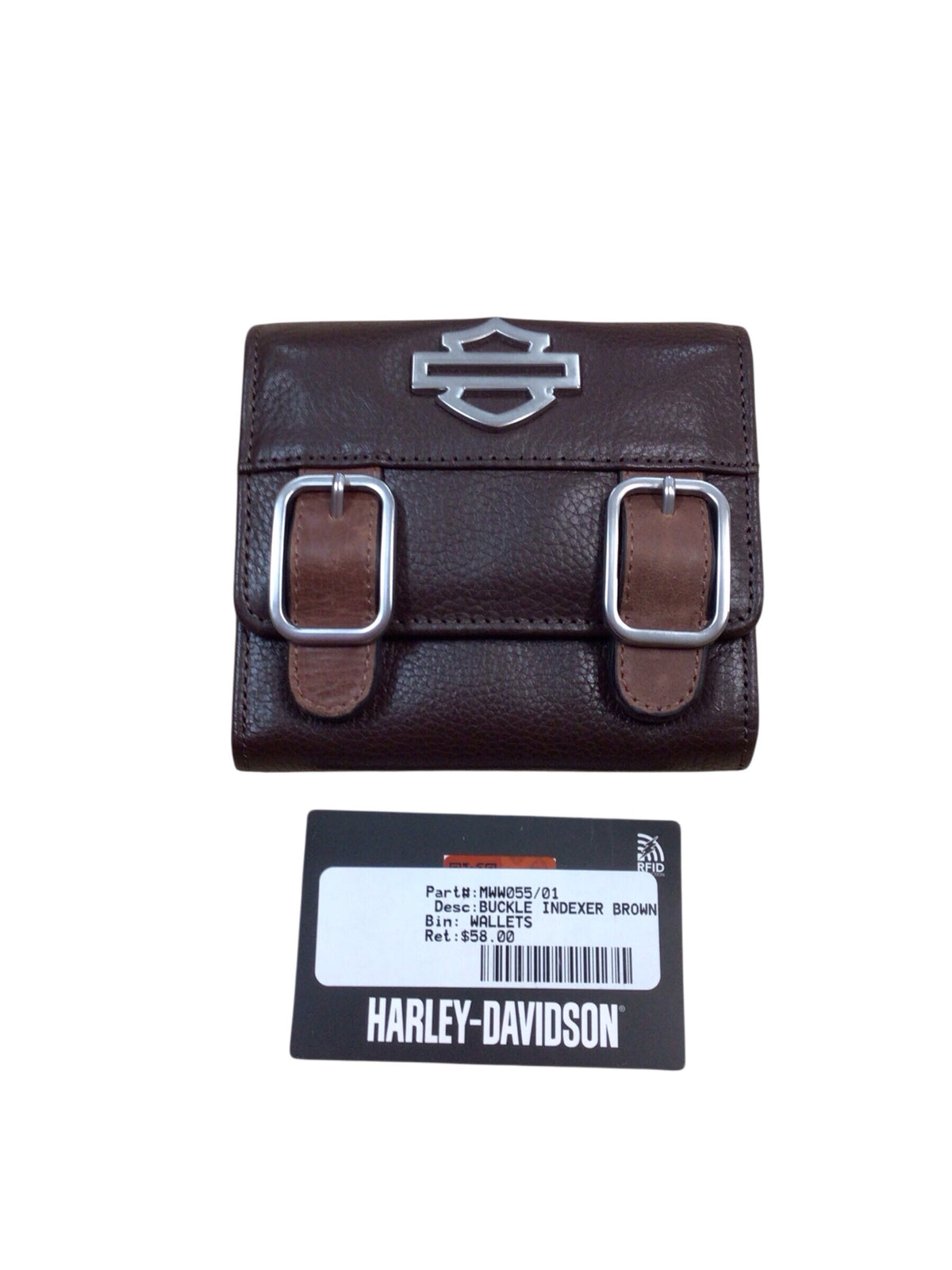 Harley Davidson Buckle Indexer Brown Leather Wallet