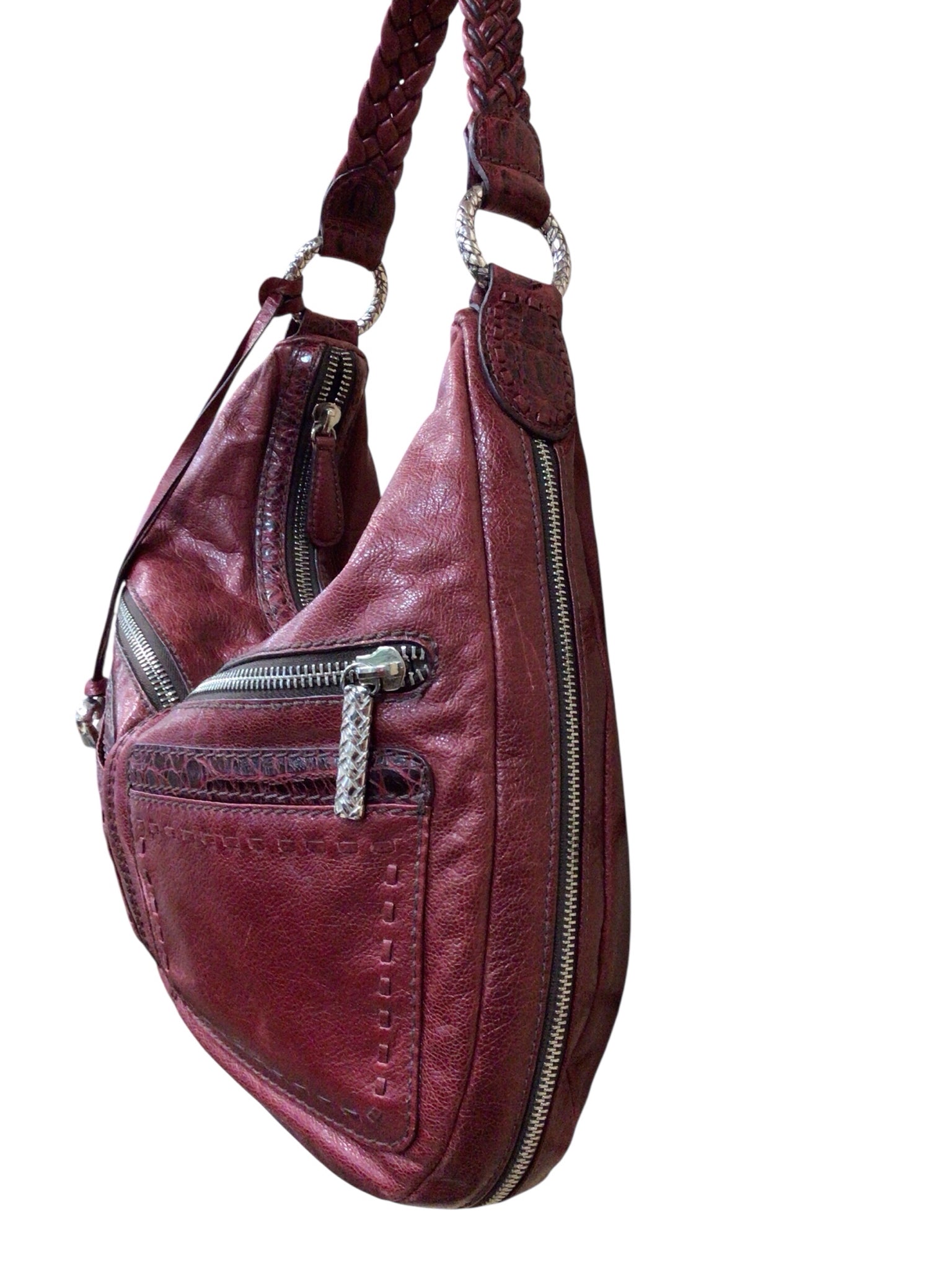 Brighton Florencia Valencia Red Leather Hobo Shoulder Bag