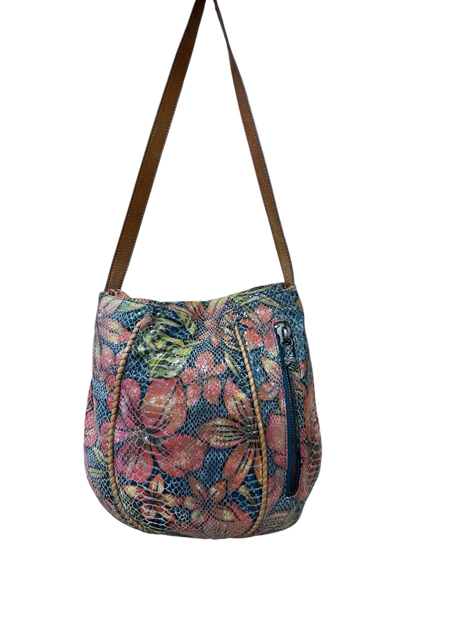 Hobo Multi-Color Floral Snake Skin Embossed Shoulder Bag