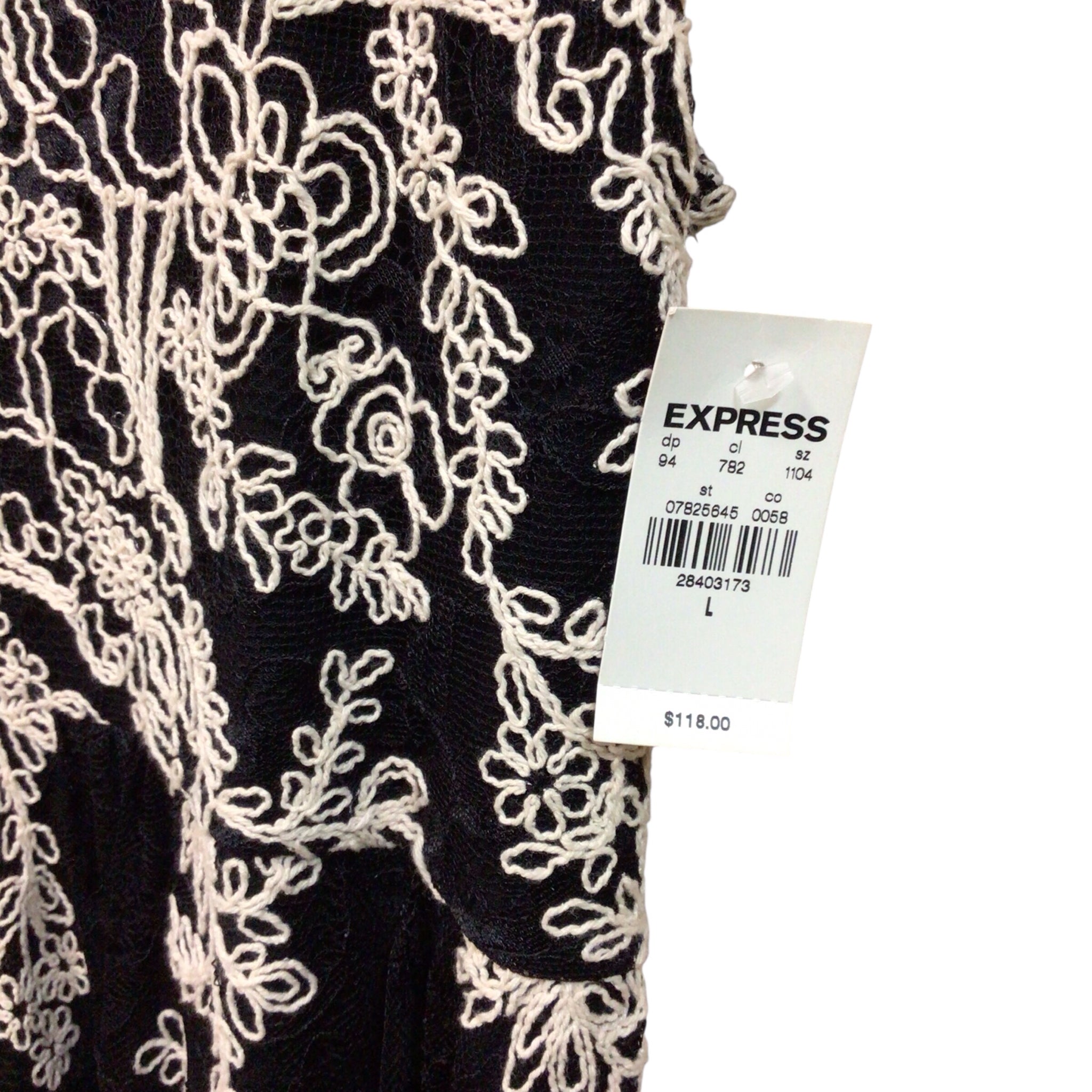 Express Black Embroidered Sleeveless Dress Size Large NWT