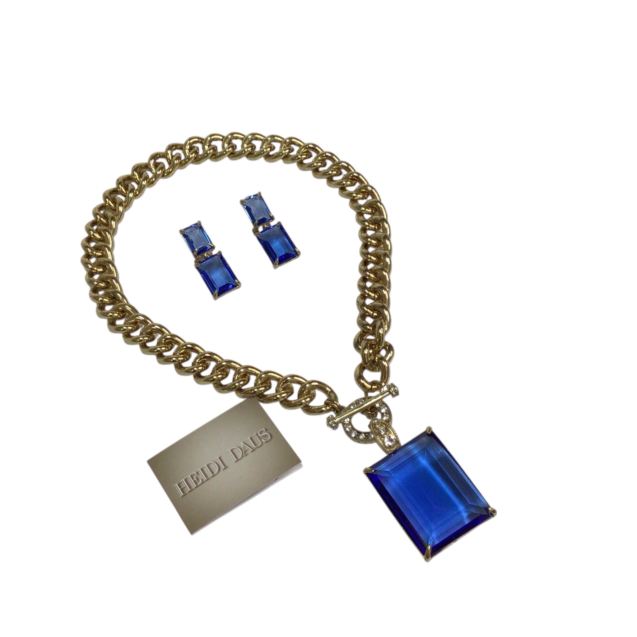 Heidi Daus Hot Rocks Chain Crystal Toggle Enhancer Necklace & Earrings Set