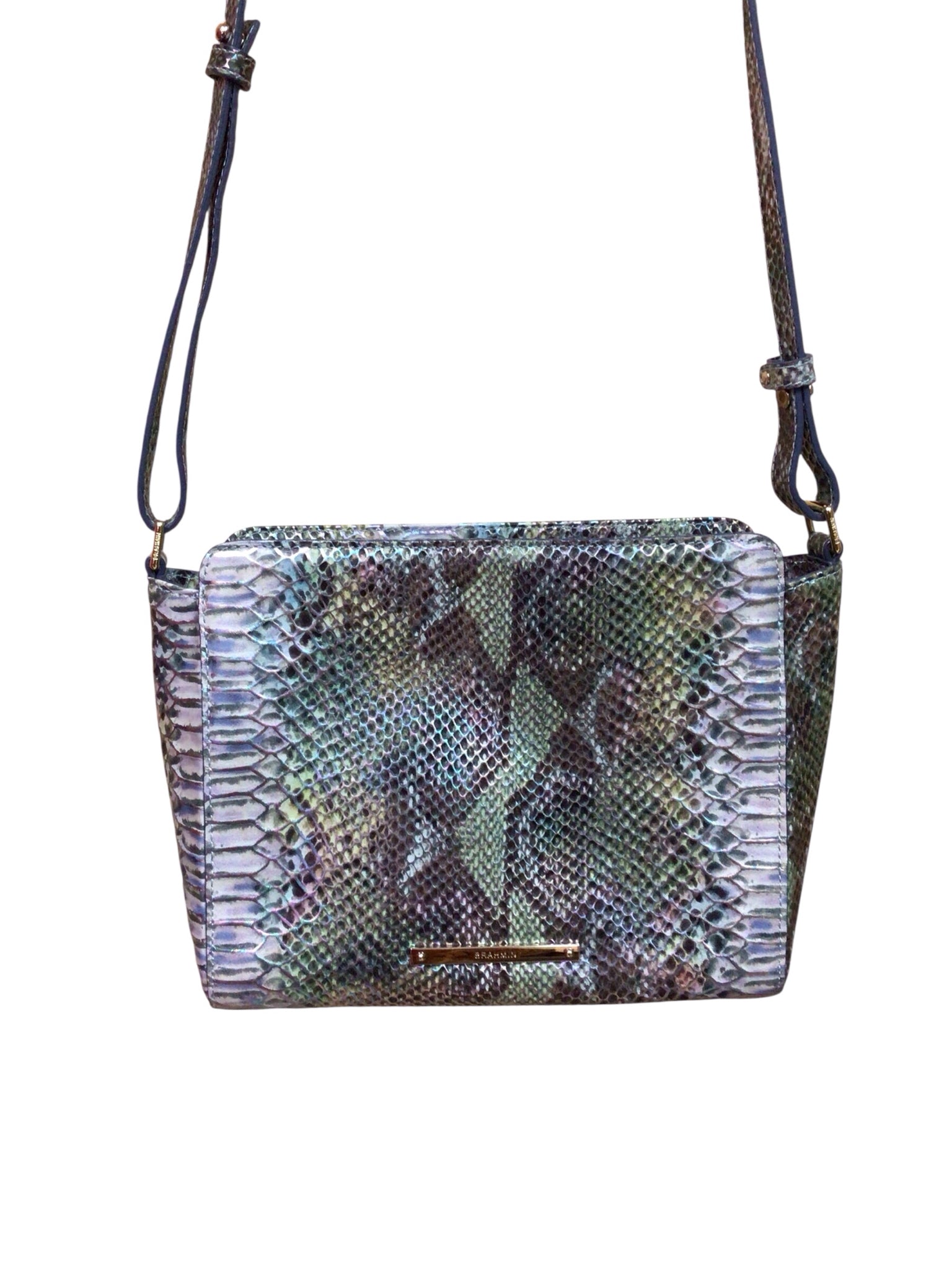 Brahmin "Carrie" Moonstone Seville Iridescent Snake Print Crossbody Bag