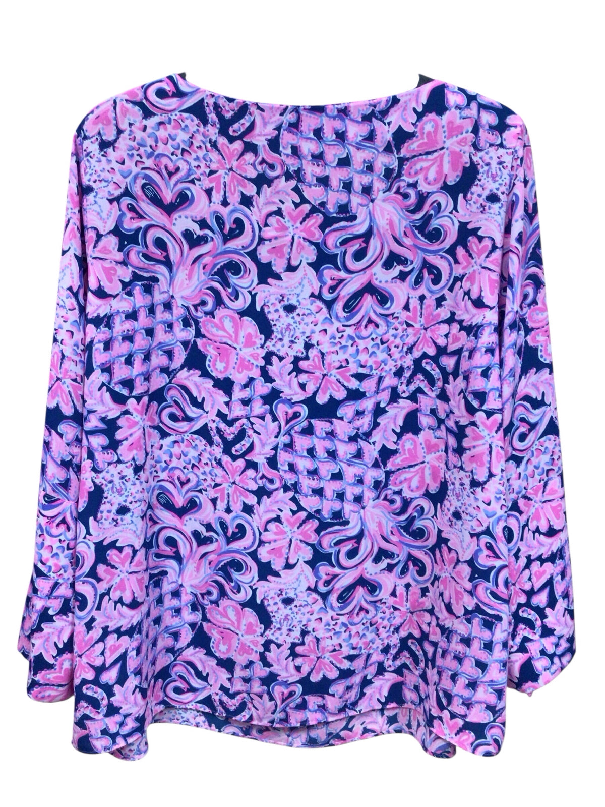 Lilly Pulitzer "Langston" 3/4 Sleeve Top "Indigo Love You Bunches" Size Large