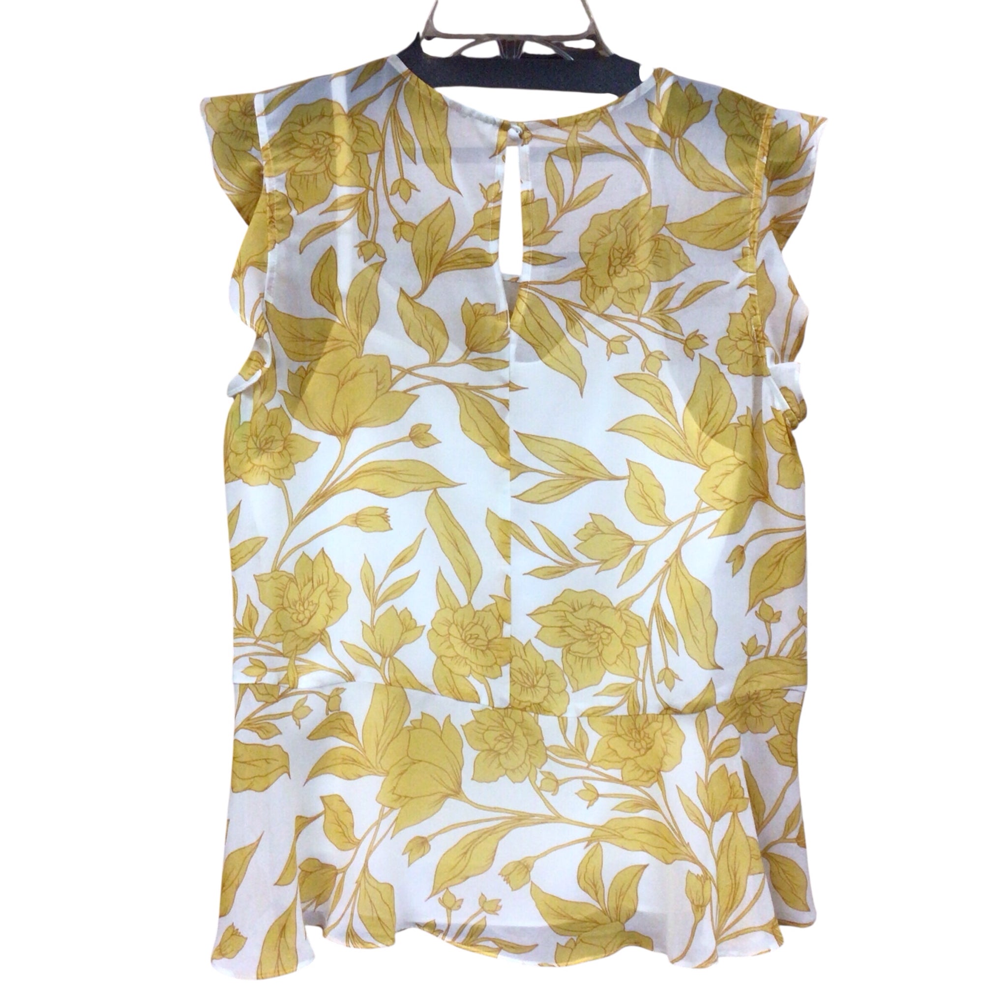 Yellow Floral Sleeveless Top Size Medium