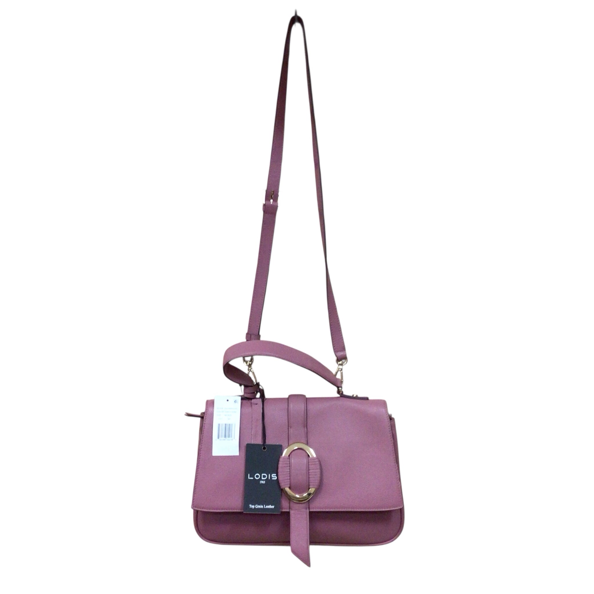 Lodis "Eva" Mauve Colored Leather Crossbody Saddle Bag
