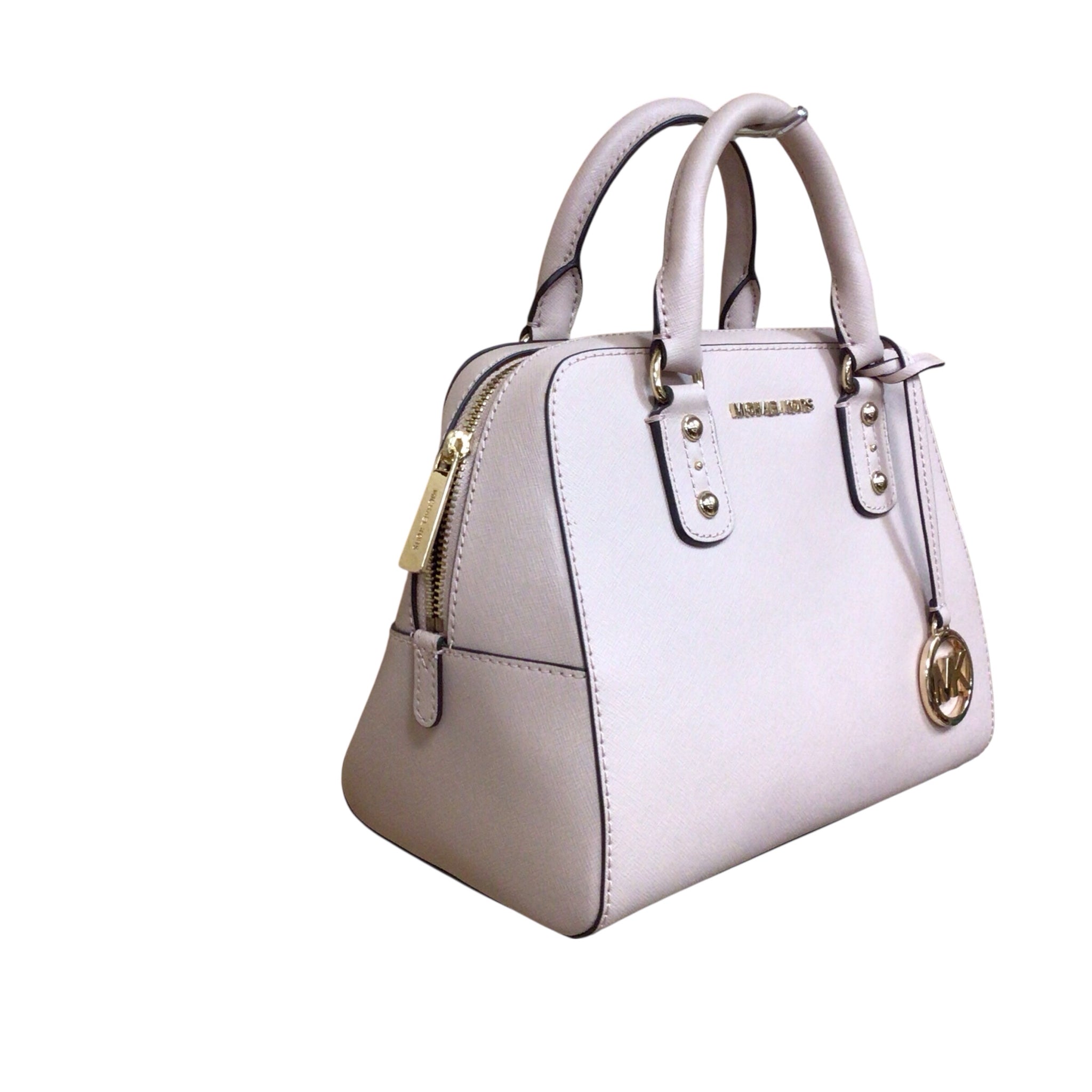 Michael Kors "Sandrine" Pink Saffiano Leather Satchel Crossbody Bag