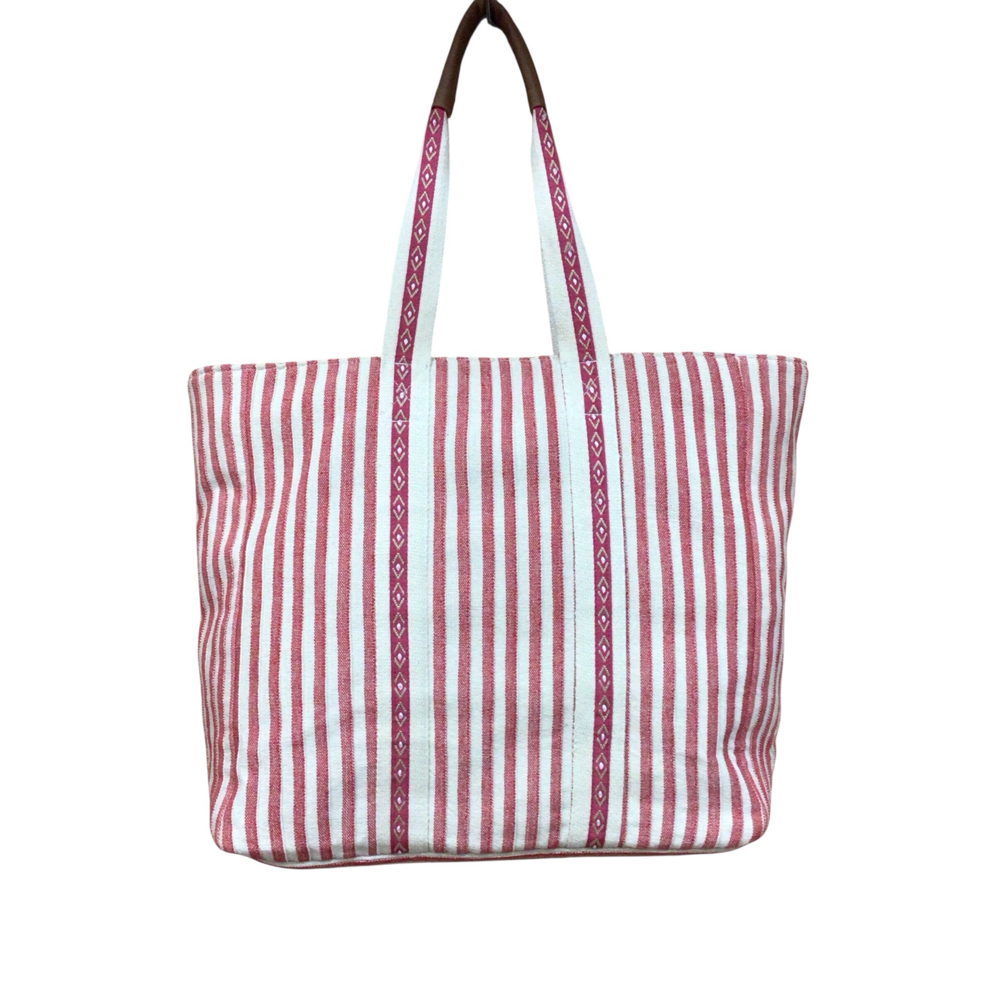 Chico's Red & White Embellished Canvas Tote