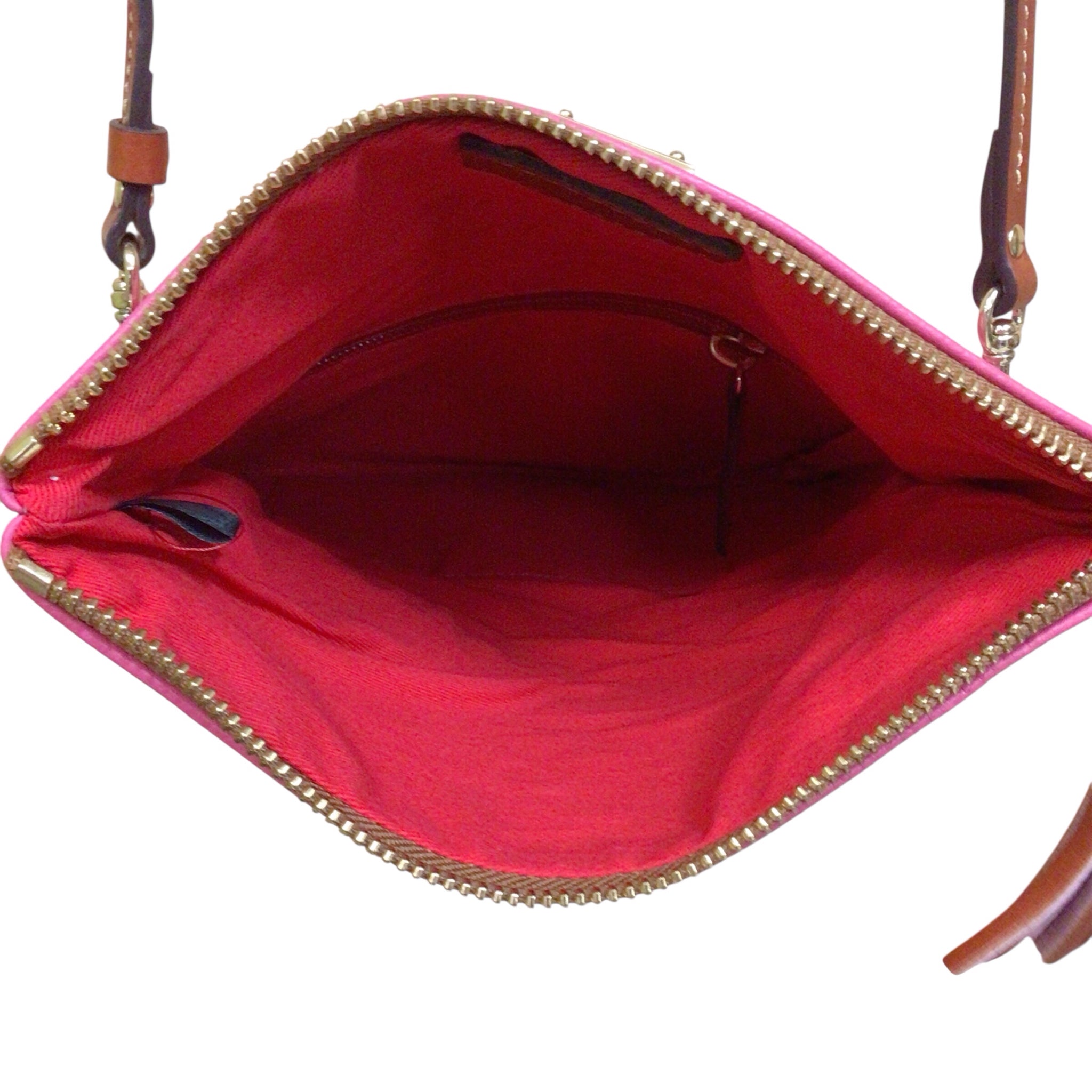 Dooney & Bourke Pink Pebbled Leather Foldover Crossbody Bag