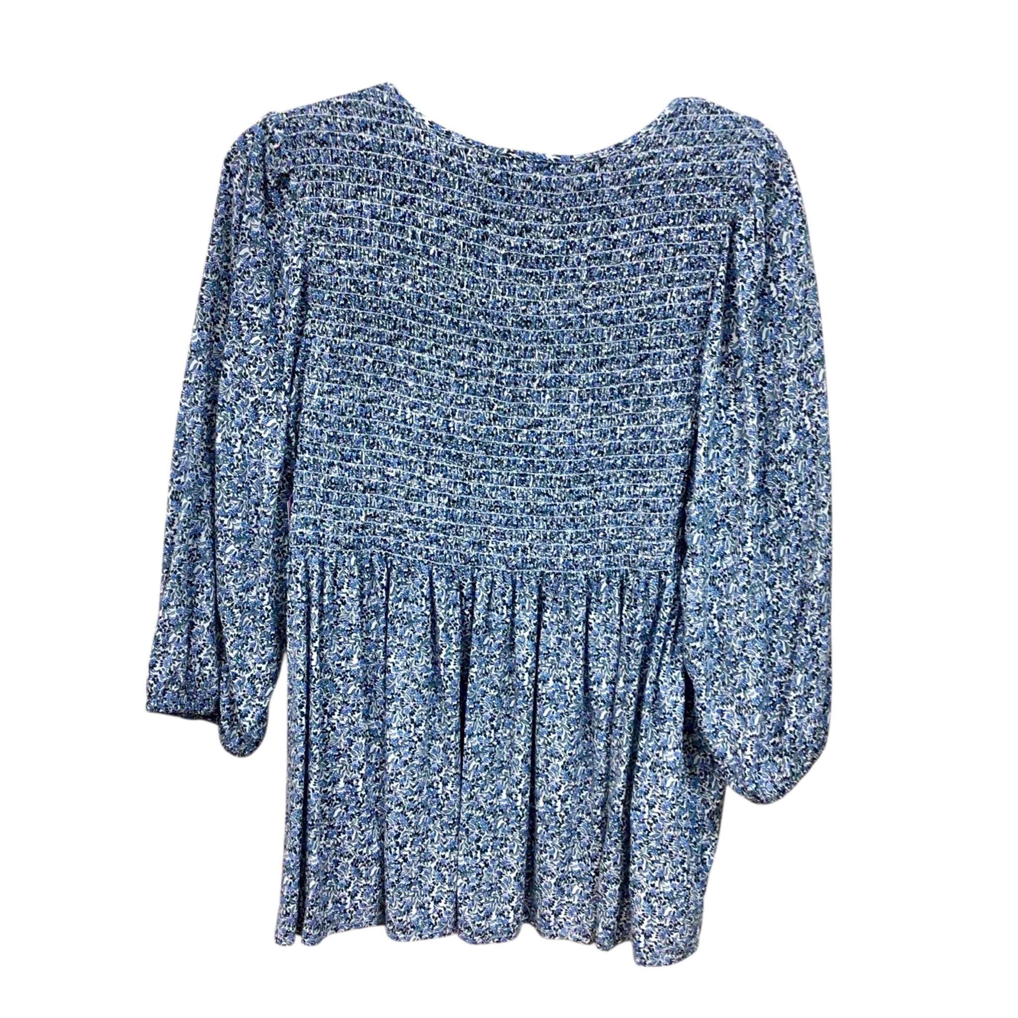 Croft & Barrow Blue Floral 3/4 Sleeve Top Size XL
