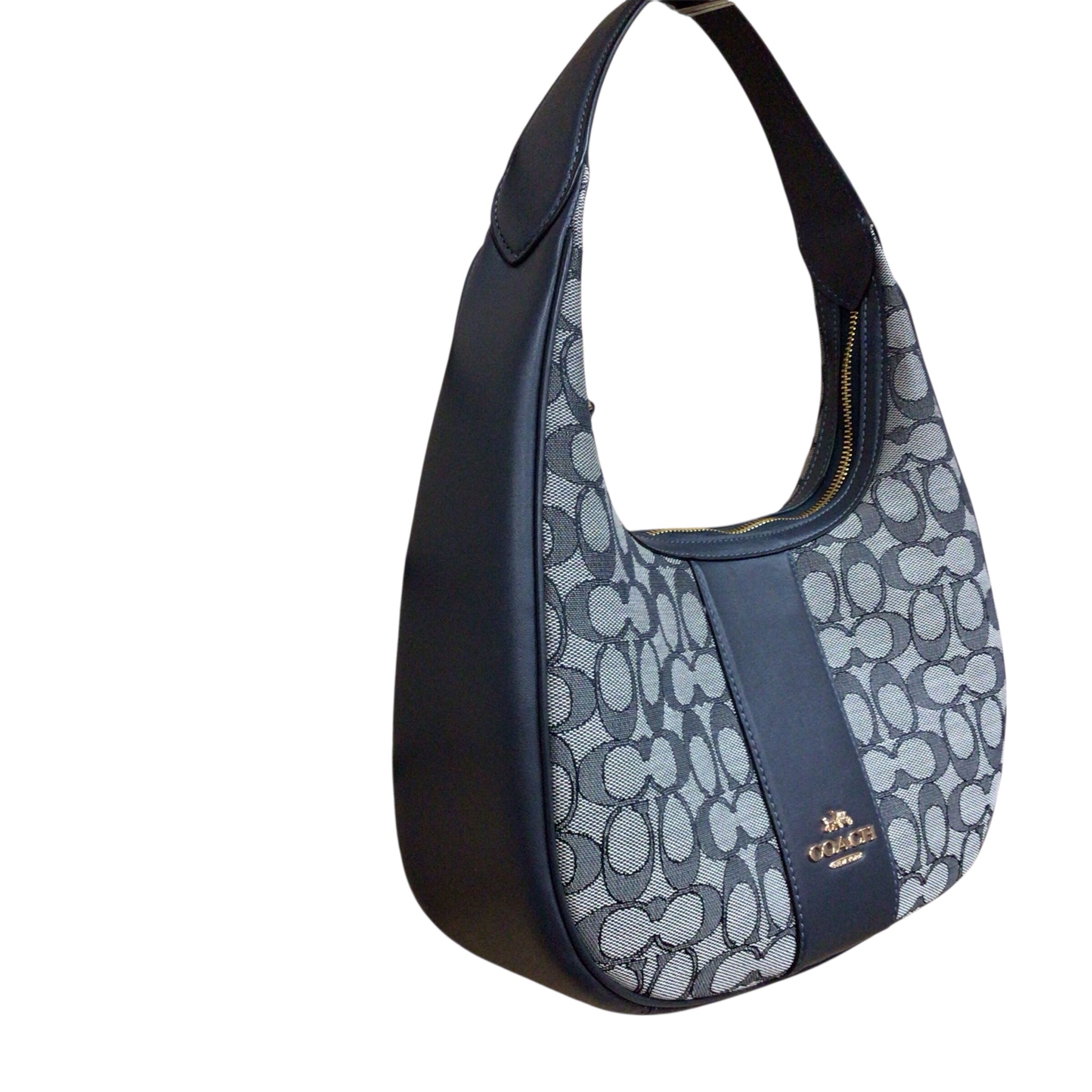 Coach "Carmen" CV001 Black Shoulder Bag In Signature Jacquard
