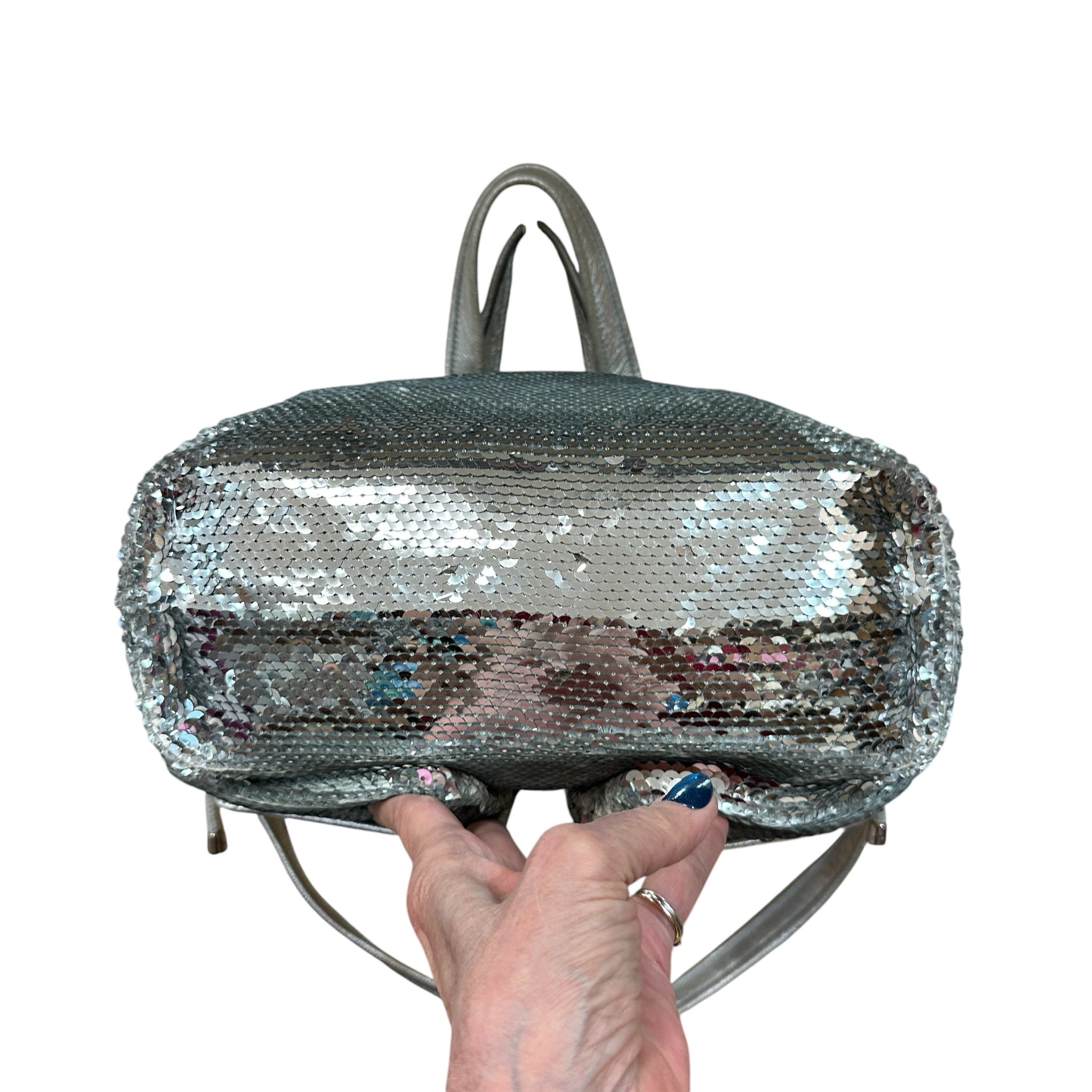 Coach13821 Poppy "Sequin Spotlight" Silver Satchel Shoulder Bag