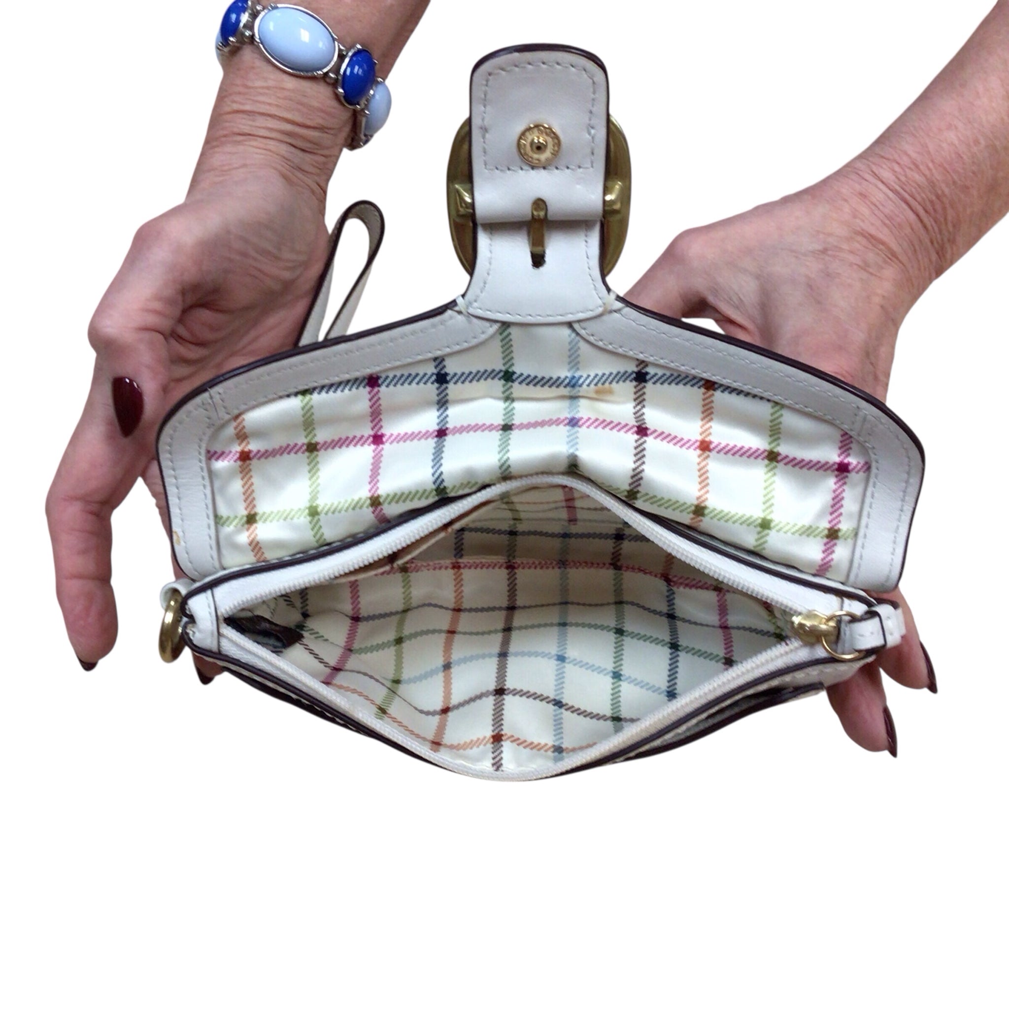 Coach White Bleecker Buckle Wristlet