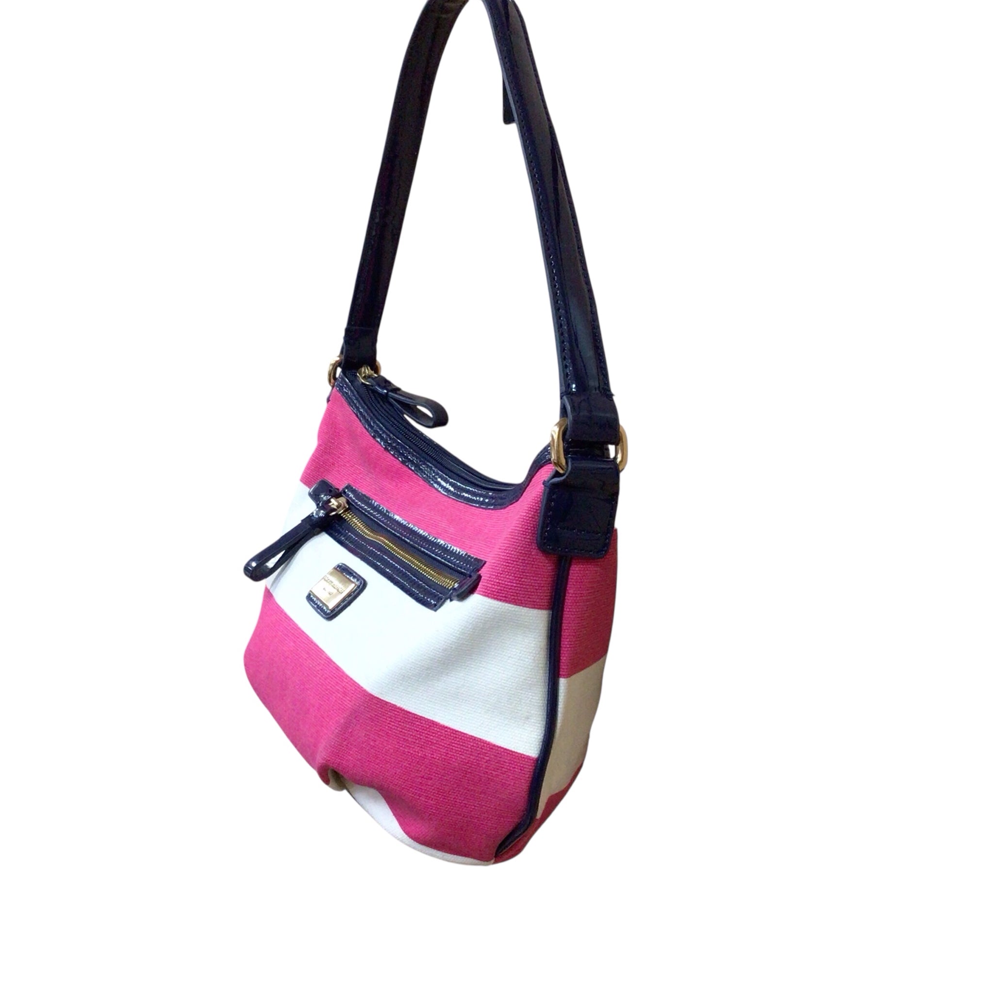 Tommy Hilfiger Pink & White Canvas Satchel