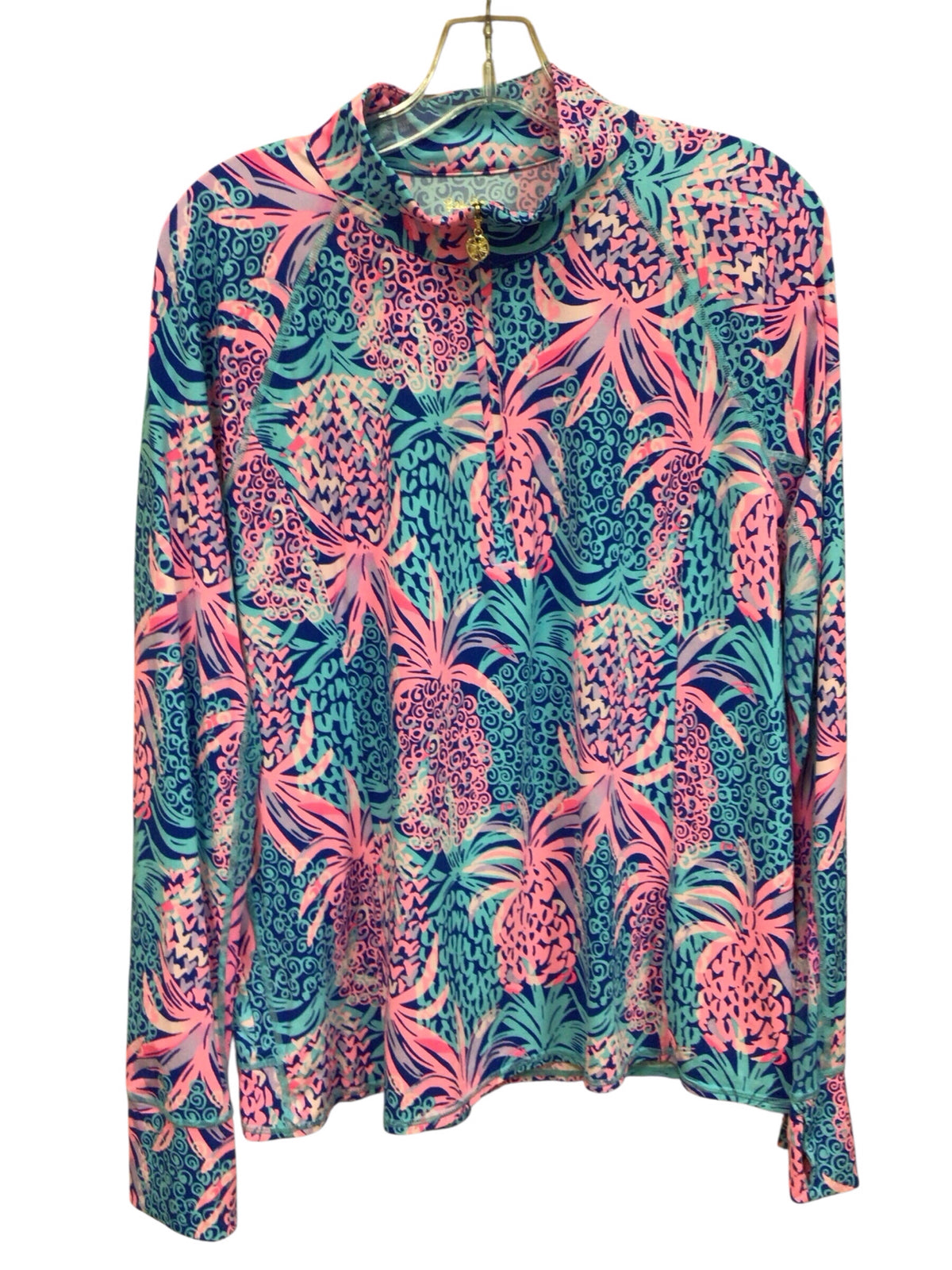Lilly Pulitzer Luxletic "Marion" Pullover "Borealis Blue Tropic" Size XL