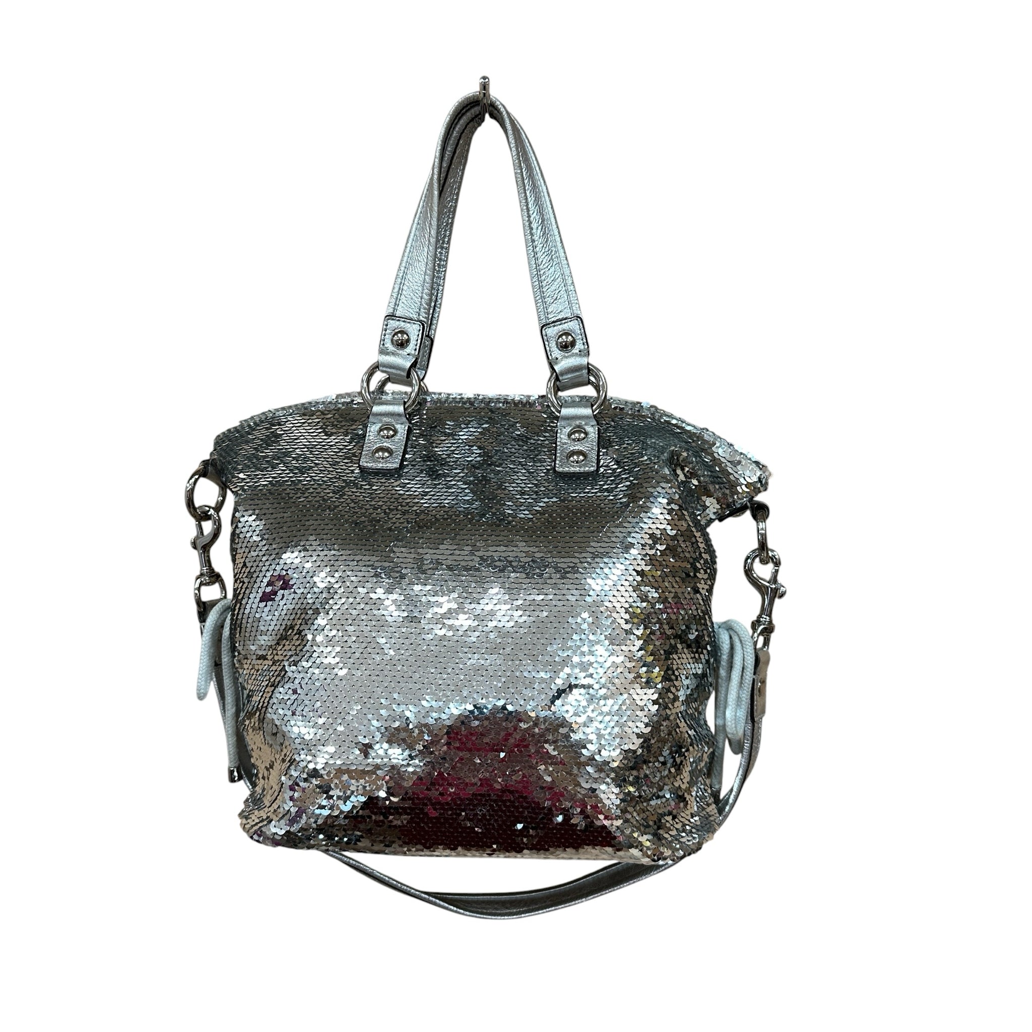 Coach13821 Poppy "Sequin Spotlight" Silver Satchel Shoulder Bag