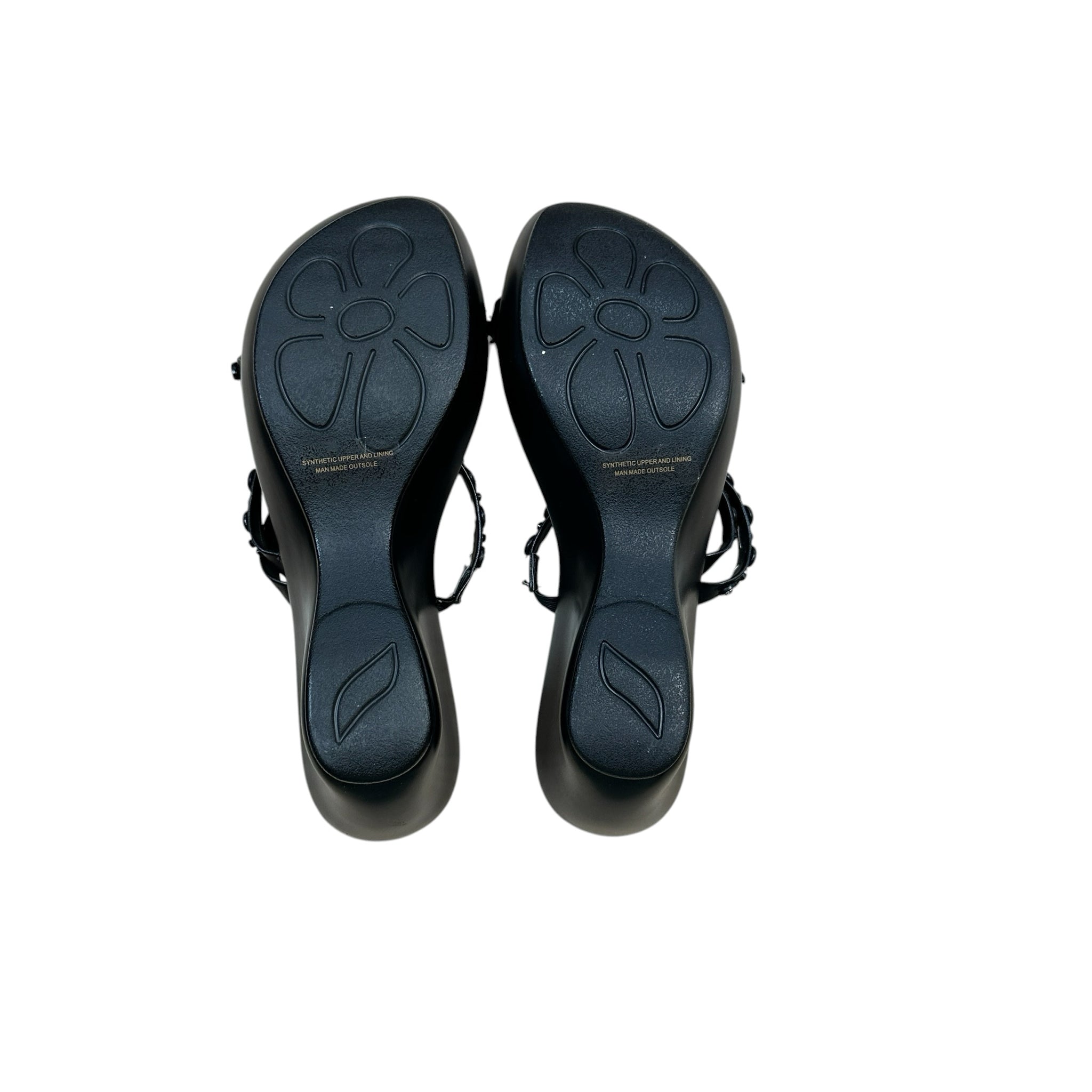 Callisto Size 7 Black Wedge Sandals