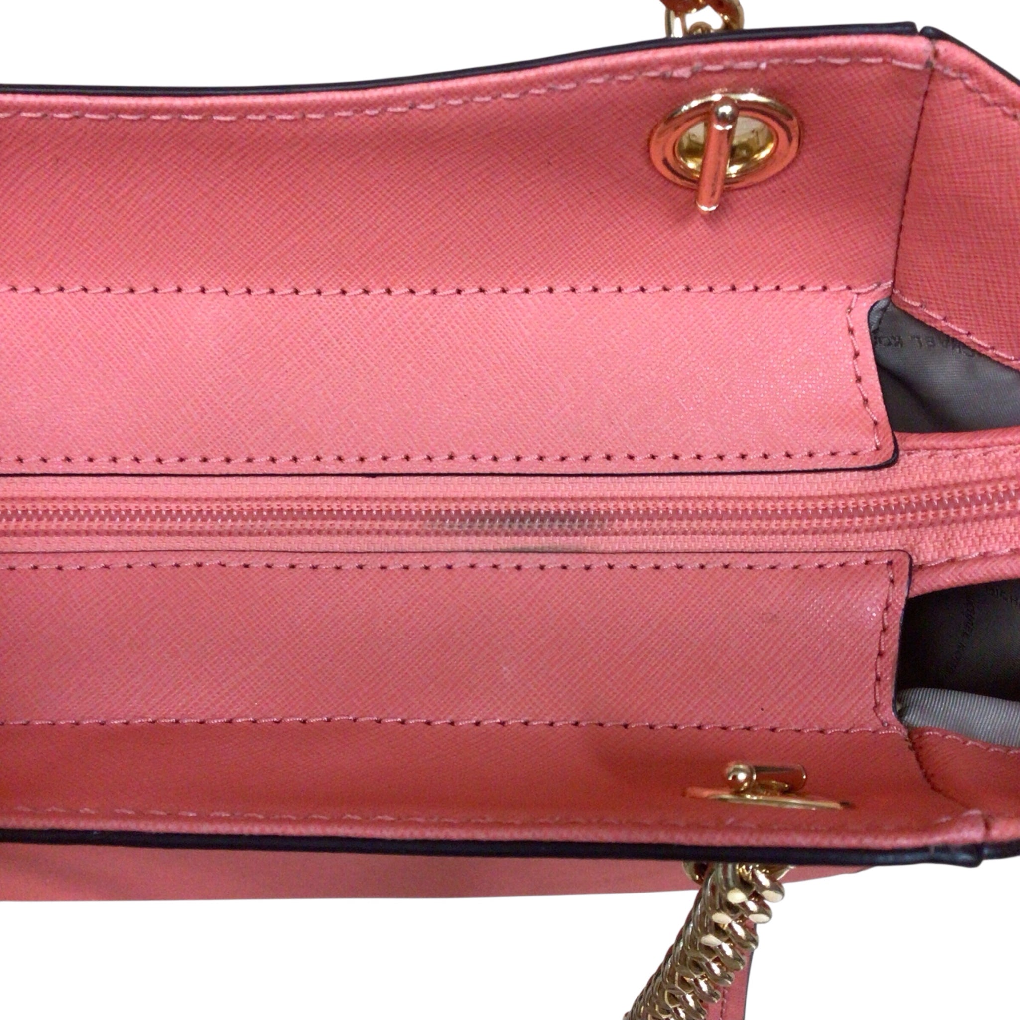 Michael Kors Jet Set Large Coral Saffiano Leather Shoulder Bag Tote