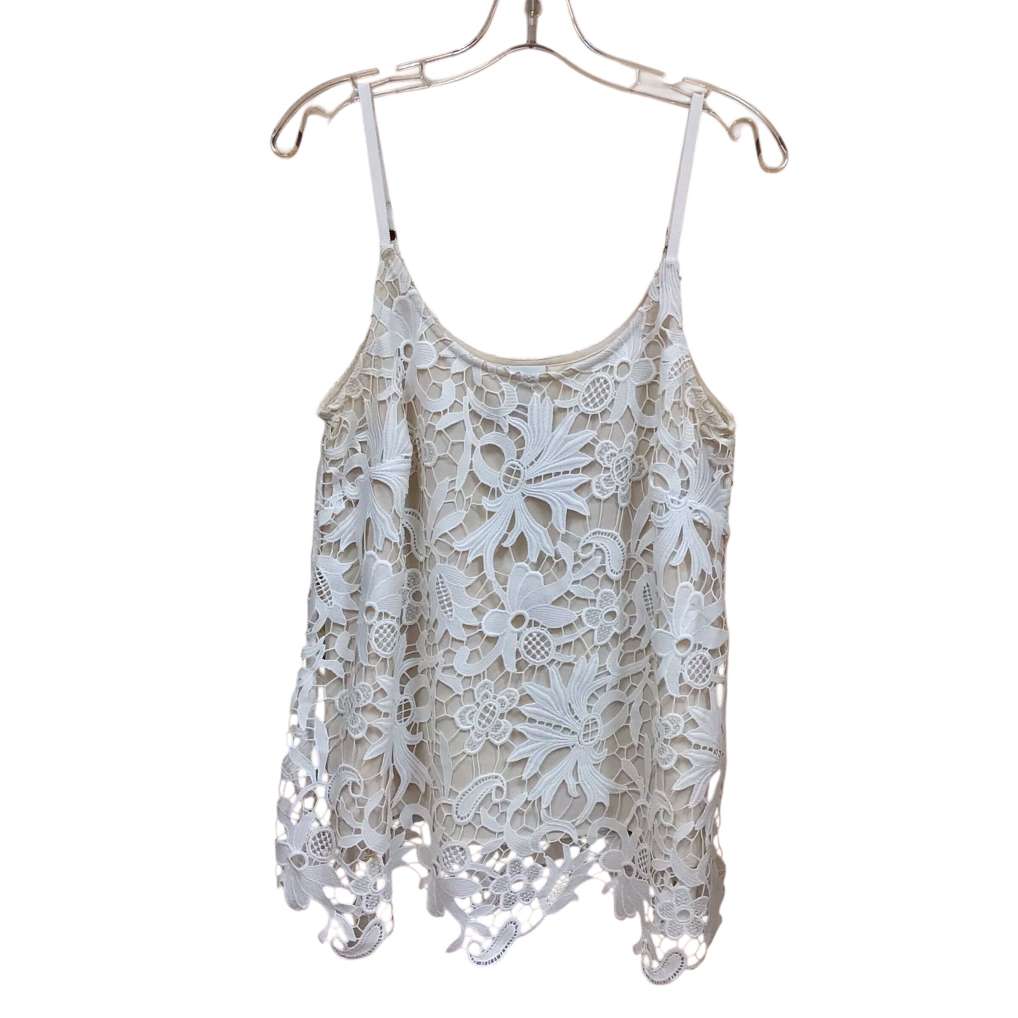 Cabi White Lacey Sleeveless Top Size Small