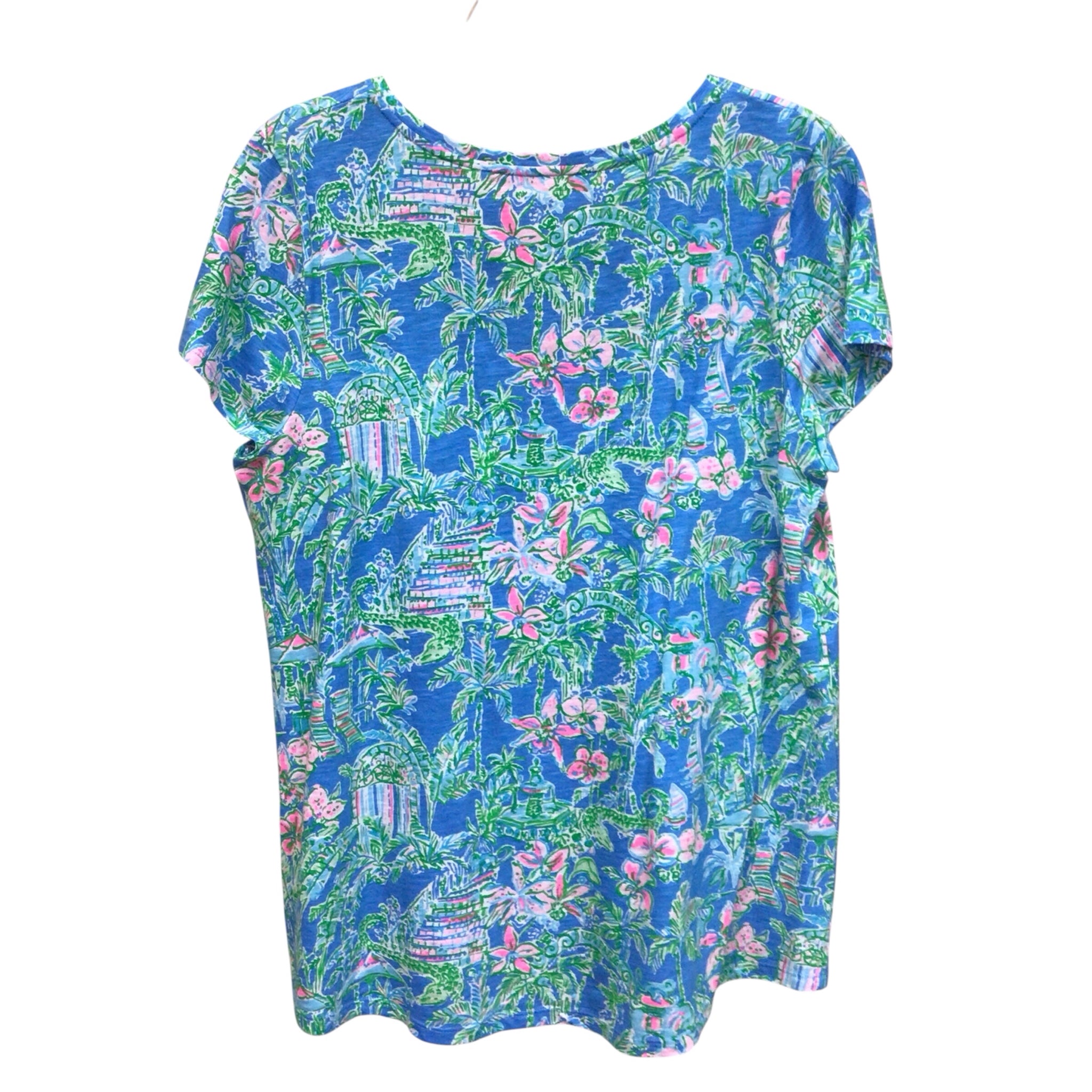 Lilly Pulitzer "Etta" V-Neck Short Sleeve Top Size Large