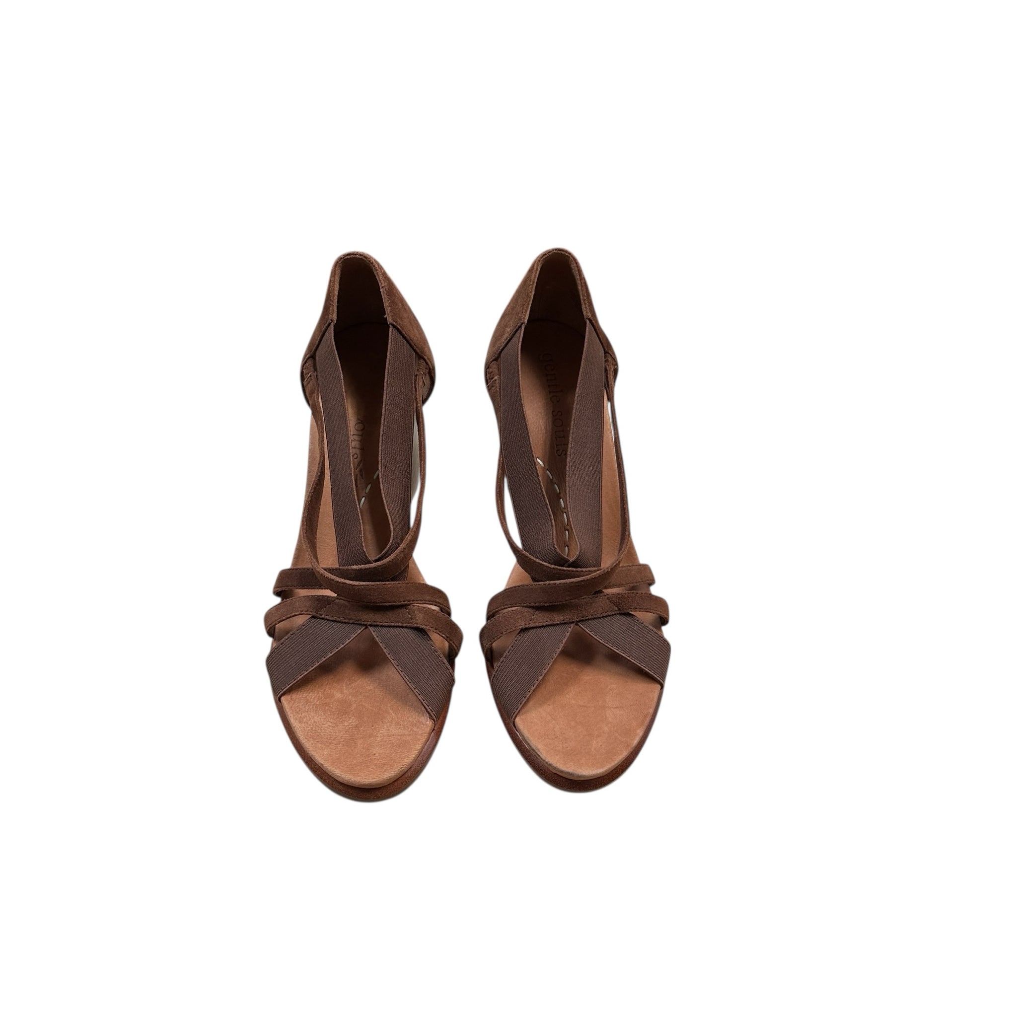 Gentle Souls Glibber Brown Wedge Sandal Size 8