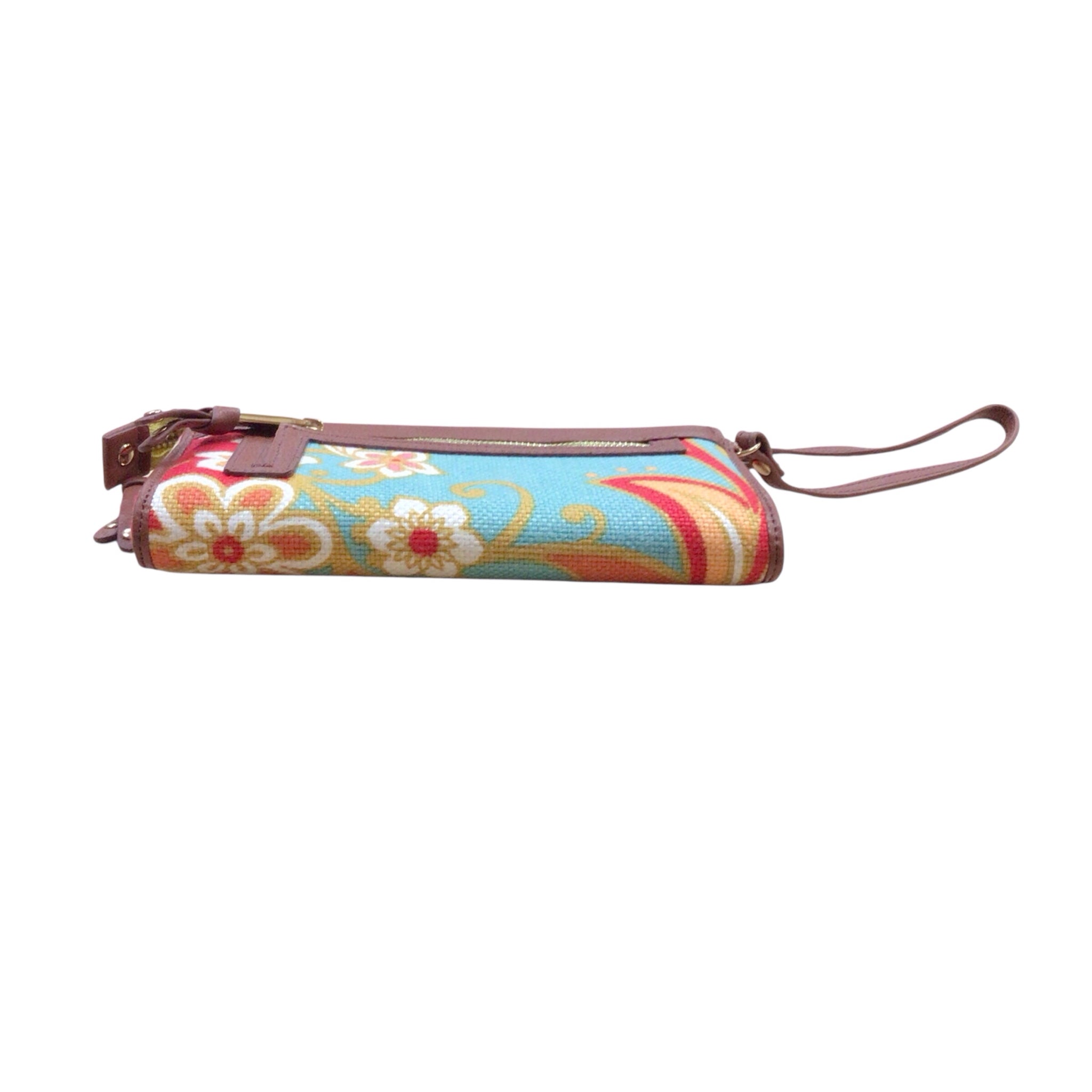 Spartina 449 Orange Canvas Floral Wallet Wristlet