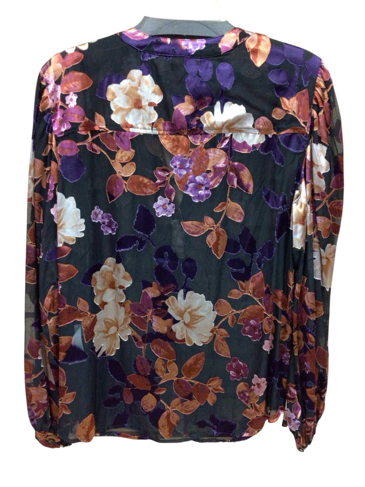 Chico's Fall Foliage Sheer Long Sleeve Top Size Medium