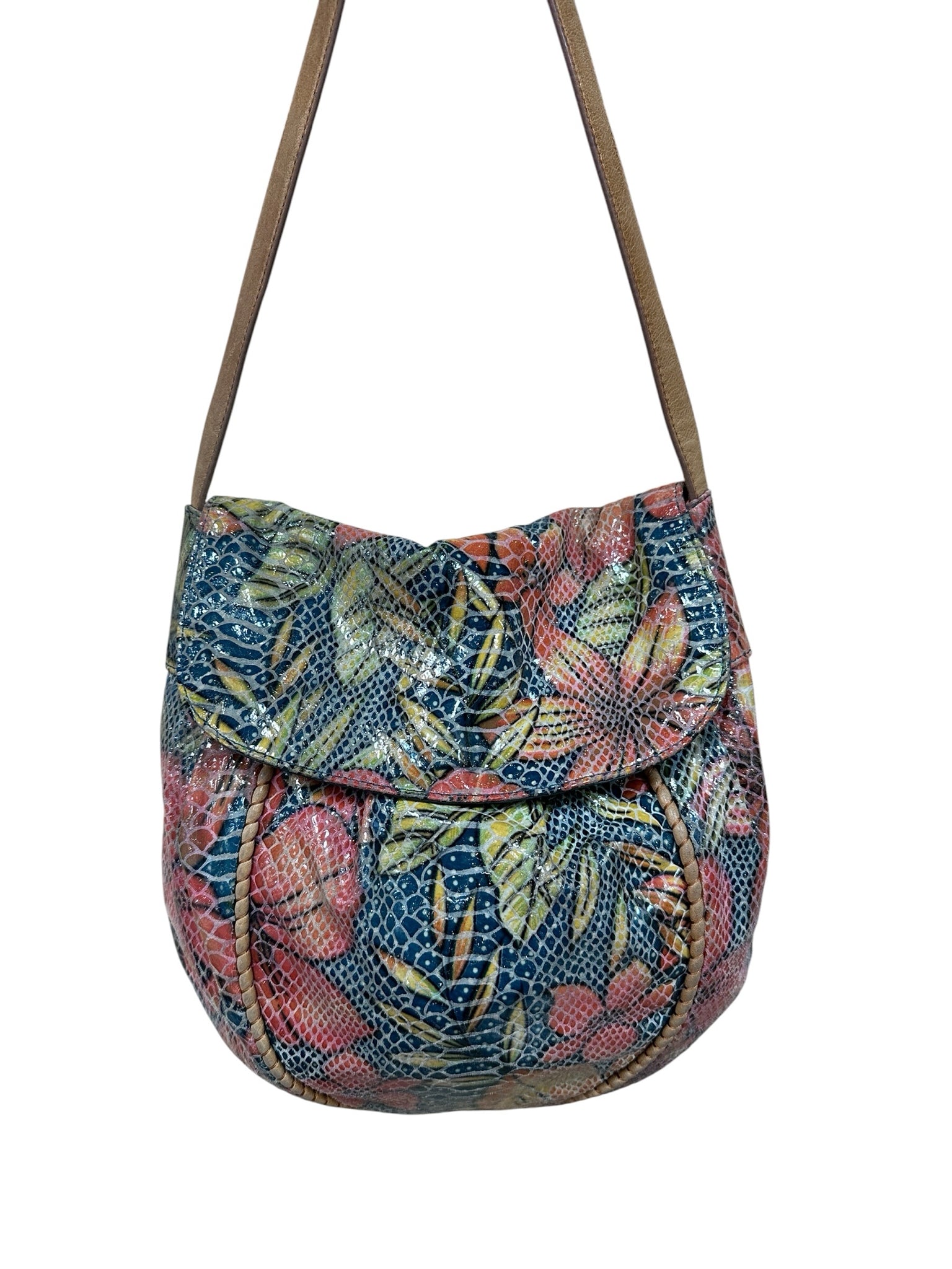 Hobo Multi-Color Floral Snake Skin Embossed Shoulder Bag