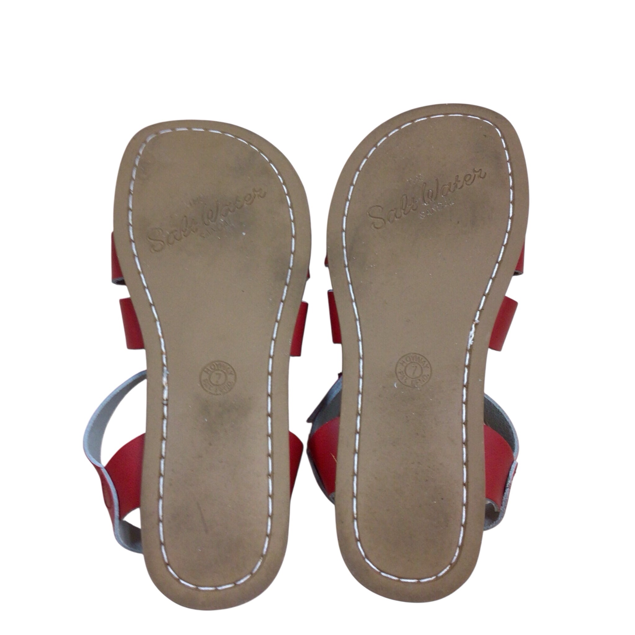 Salt Water "The Golden Boot" Red Leather Sandals Size 9