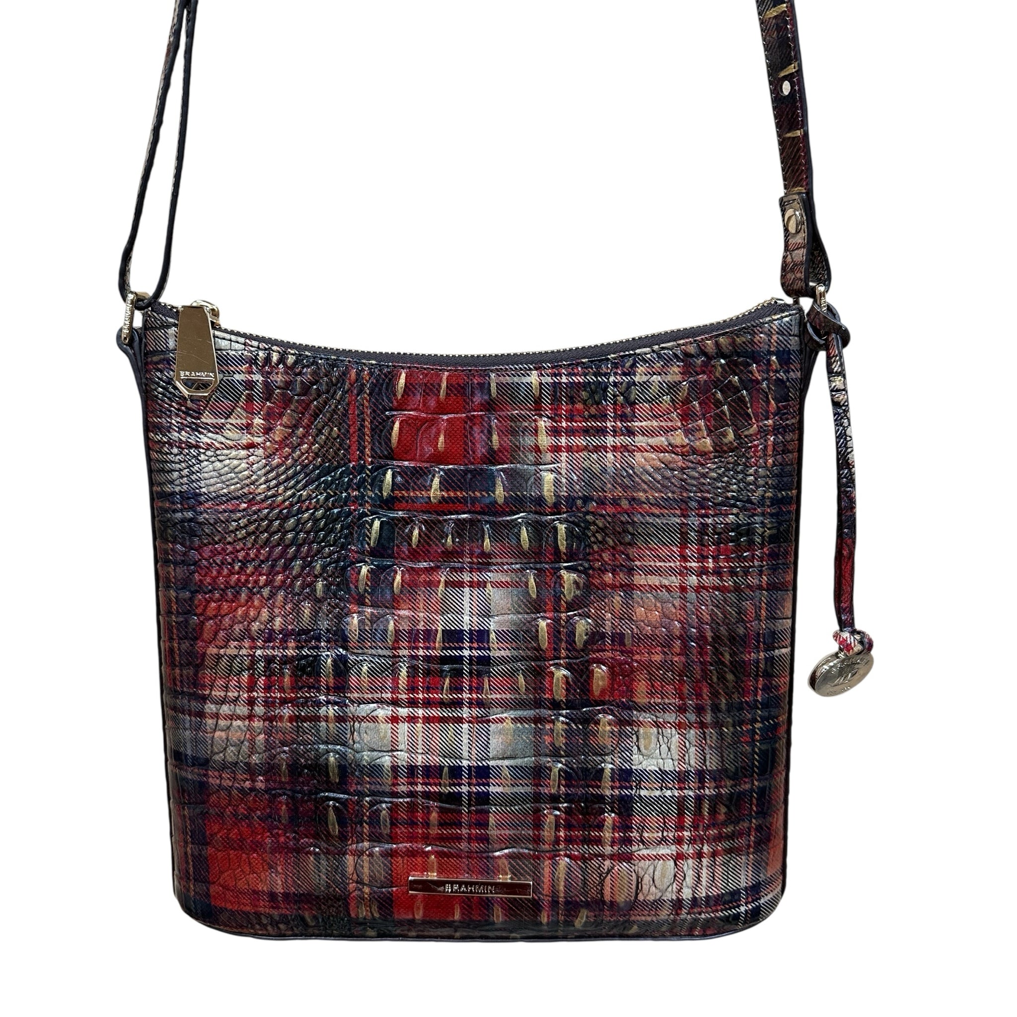 Brahmin "Katie" Red Tartan Crossbody Bag