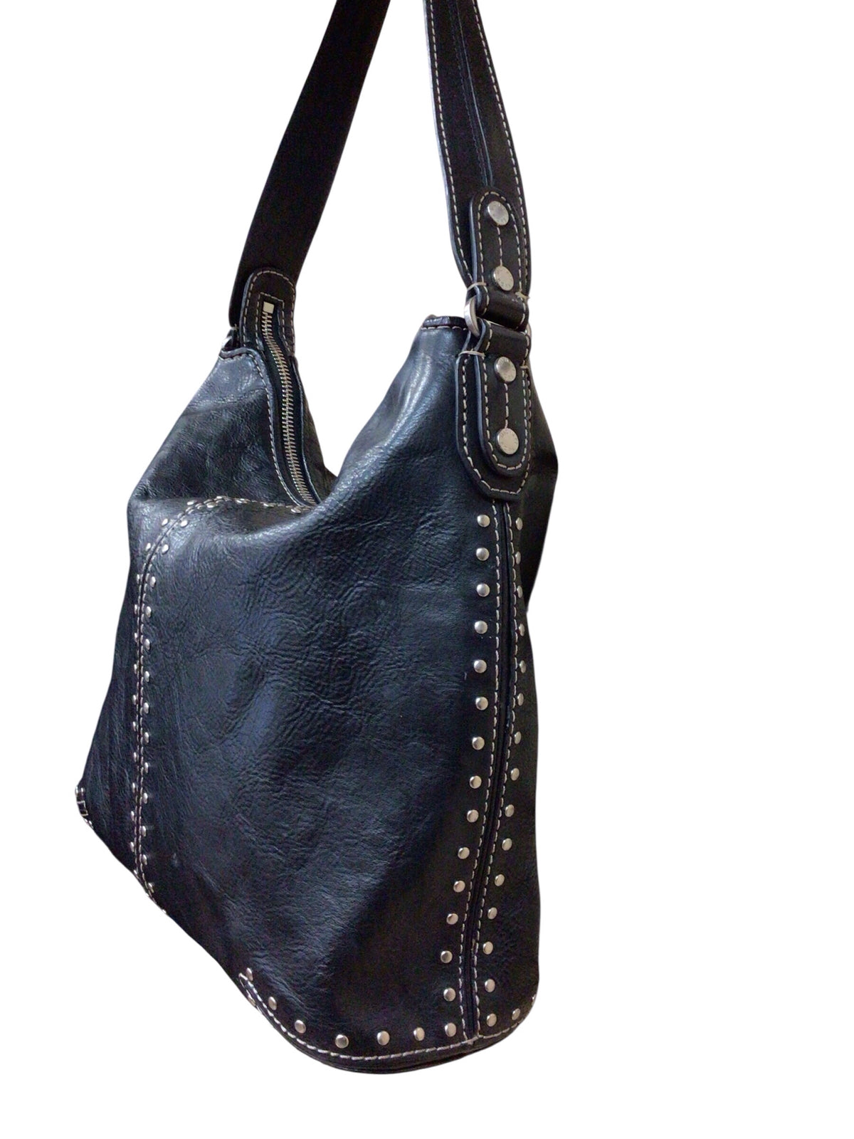 Michael Kors "Astor" Black Leather Studded Hobo Shoulder Bag
