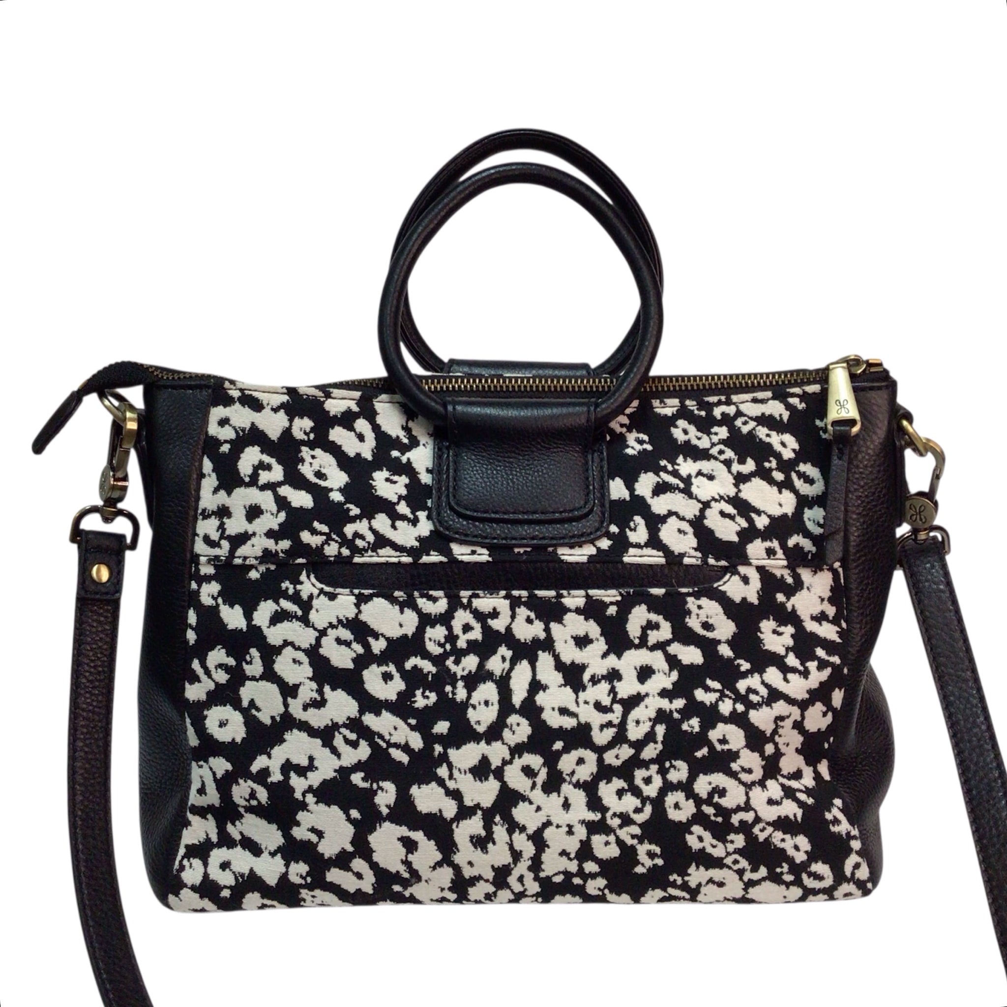 HOBO Sheila Black White Satchel Crossbody Bag