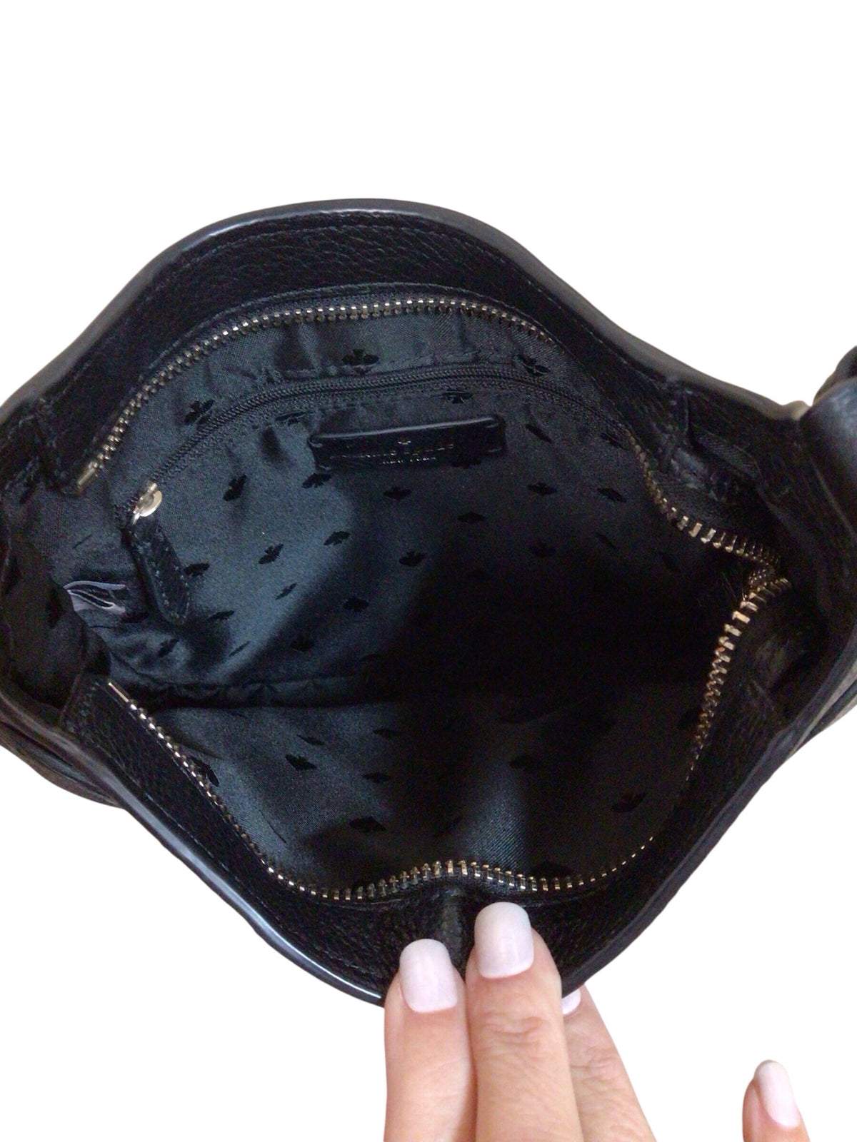 Kate Spade "Leila" North South Black Pebbled Leather Crossbody Bag