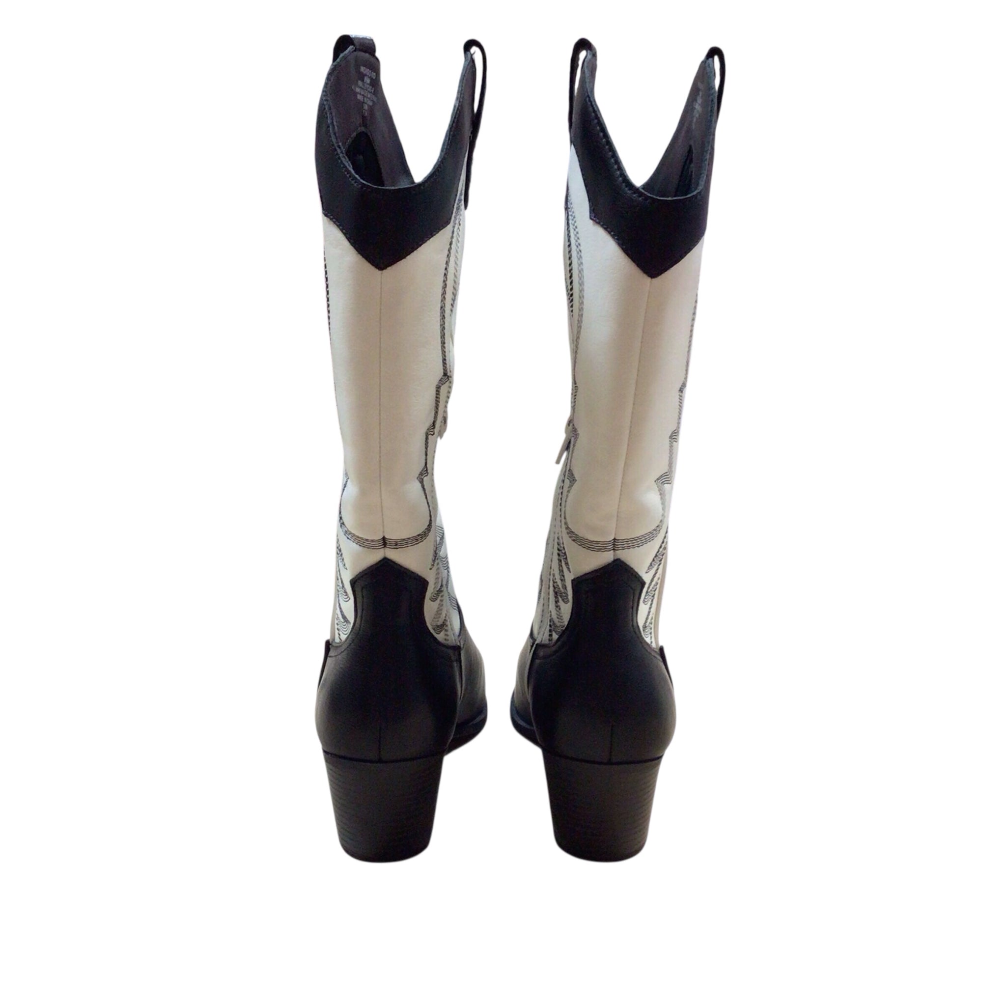 Indigo Road Color Block Black & White Cowboy Boots Shoe Size 8.5